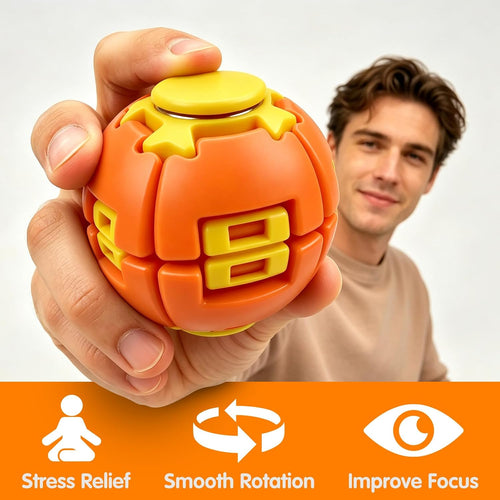 1PCS Press to Spin Squishy Ball Fidget Toy Stress Relief Desk Toy | Press to Spin Action Smooth Rotation Portable Pocket Size One-Hand Operation Office & Travel Friendly