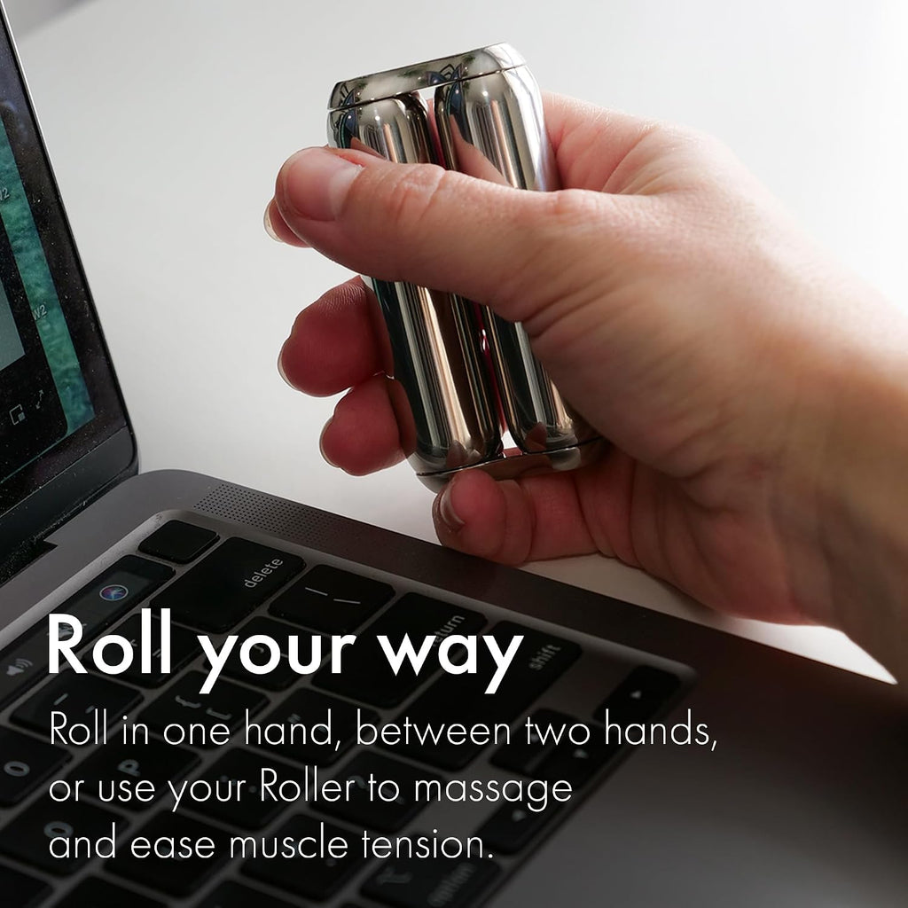 Roller - Handheld Fidget Toy for Adults | Help Relieve Stress, Anxiety, Tension | Promotes Focus, Clarity | Compact, Portable Design (Natural, Junior Size - Stainless Steel)
