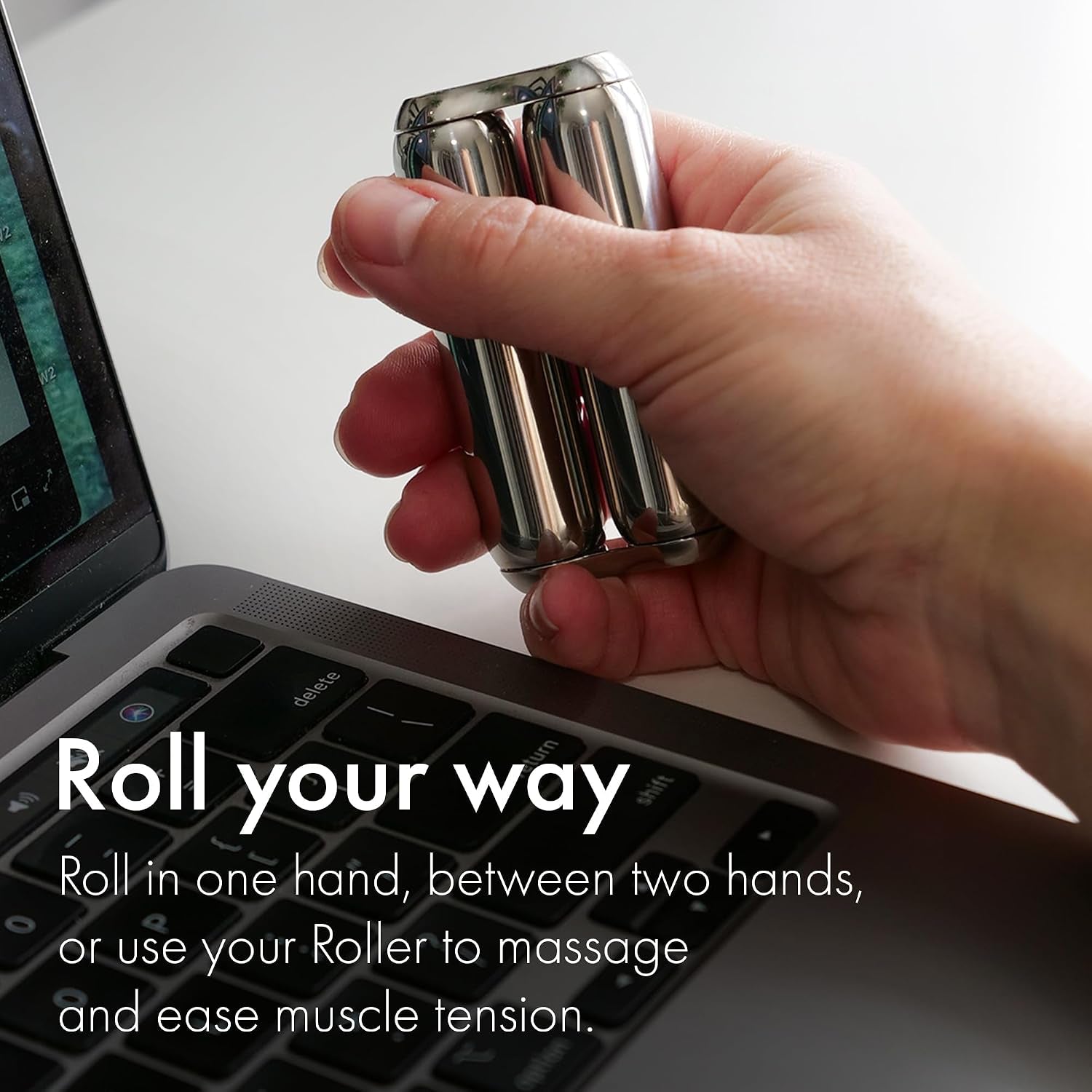 Roller - Handheld Fidget Toy for Adults | Help Relieve Stress, Anxiety, Tension | Promotes Focus, Clarity | Compact, Portable Design (Natural, Junior Size - Stainless Steel)