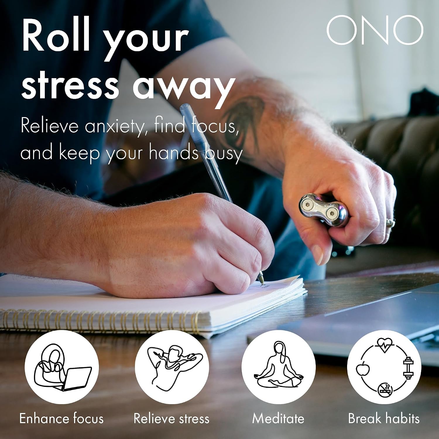 Roller - Handheld Fidget Toy for Adults | Help Relieve Stress, Anxiety, Tension | Promotes Focus, Clarity | Compact, Portable Design (Natural, Junior Size - Stainless Steel)