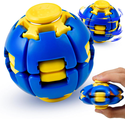 1PCS Press to Spin Squishy Ball Fidget Toy Stress Relief Desk Toy | Press to Spin Action Smooth Rotation Portable Pocket Size One-Hand Operation Office & Travel Friendly
