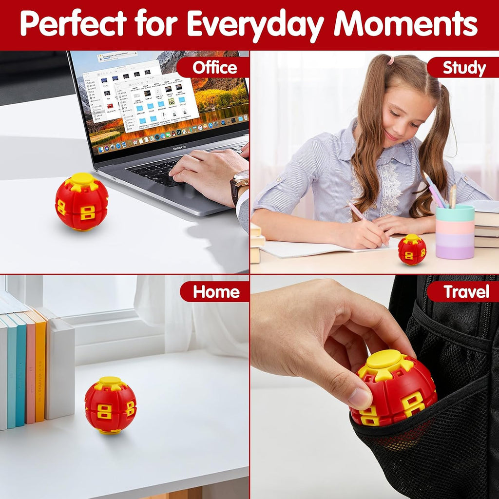 1PCS Press to Spin Squishy Ball Fidget Toy Stress Relief Desk Toy | Press to Spin Action Smooth Rotation Portable Pocket Size One-Hand Operation Office & Travel Friendly