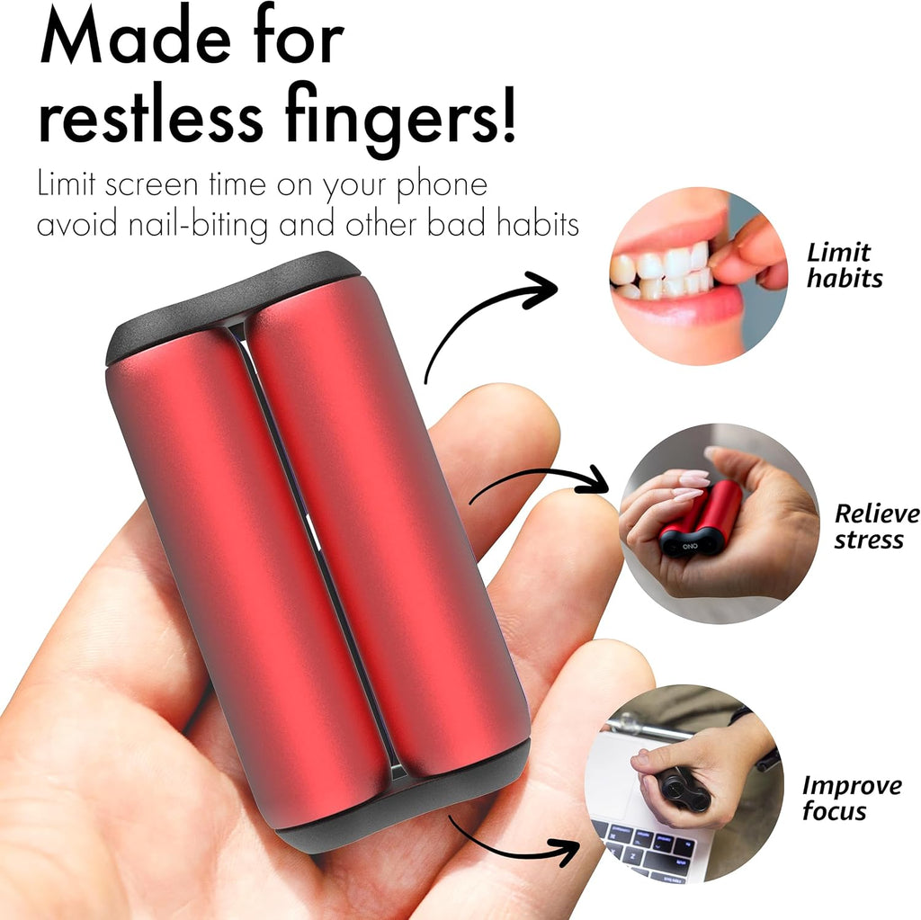 Roller - Handheld Fidget Toy for Adults | Help Relieve Stress, Anxiety, Tension | Promotes Focus, Clarity | Compact, Portable Design (Red, Junior Size - Aluminum)