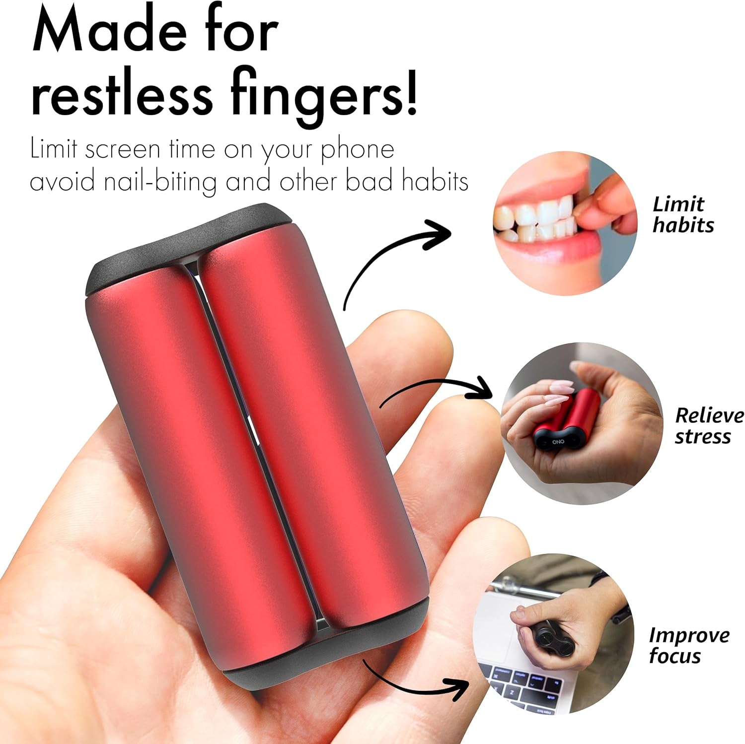 Roller - Handheld Fidget Toy for Adults | Help Relieve Stress, Anxiety, Tension | Promotes Focus, Clarity | Compact, Portable Design (Red, Junior Size - Aluminum)