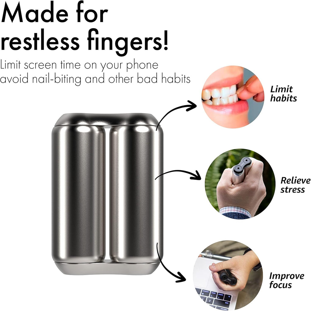 Roller - Handheld Fidget Toy for Adults | Help Relieve Stress, Anxiety, Tension | Promotes Focus, Clarity | Compact, Portable Design (Natural, Mini Size - Stainless Steel)