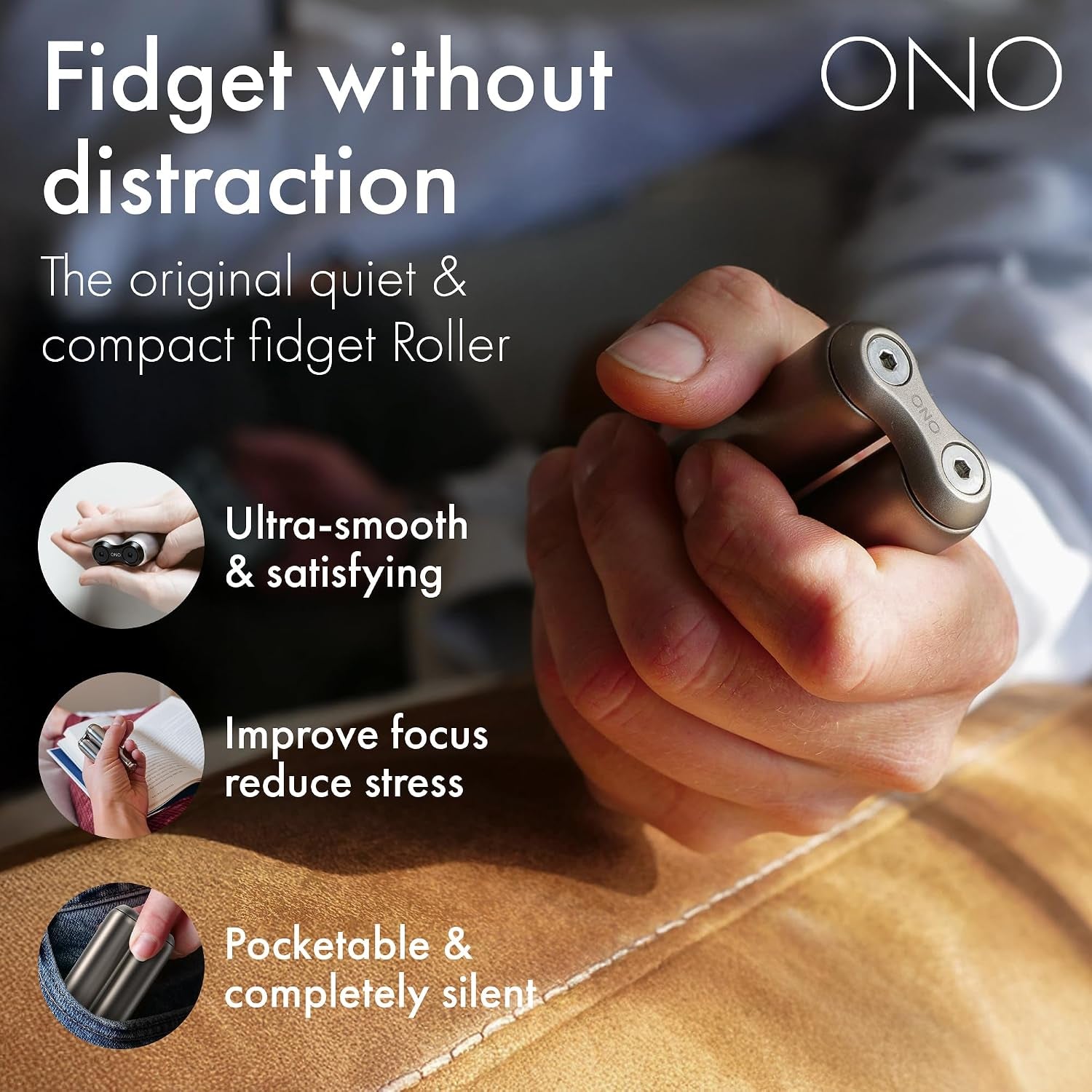 Roller - Handheld Fidget Toy for Adults | Help Relieve Stress, Anxiety, Tension | Promotes Focus, Clarity | Compact, Portable Design (Titanium, Junior Size - Titanium)