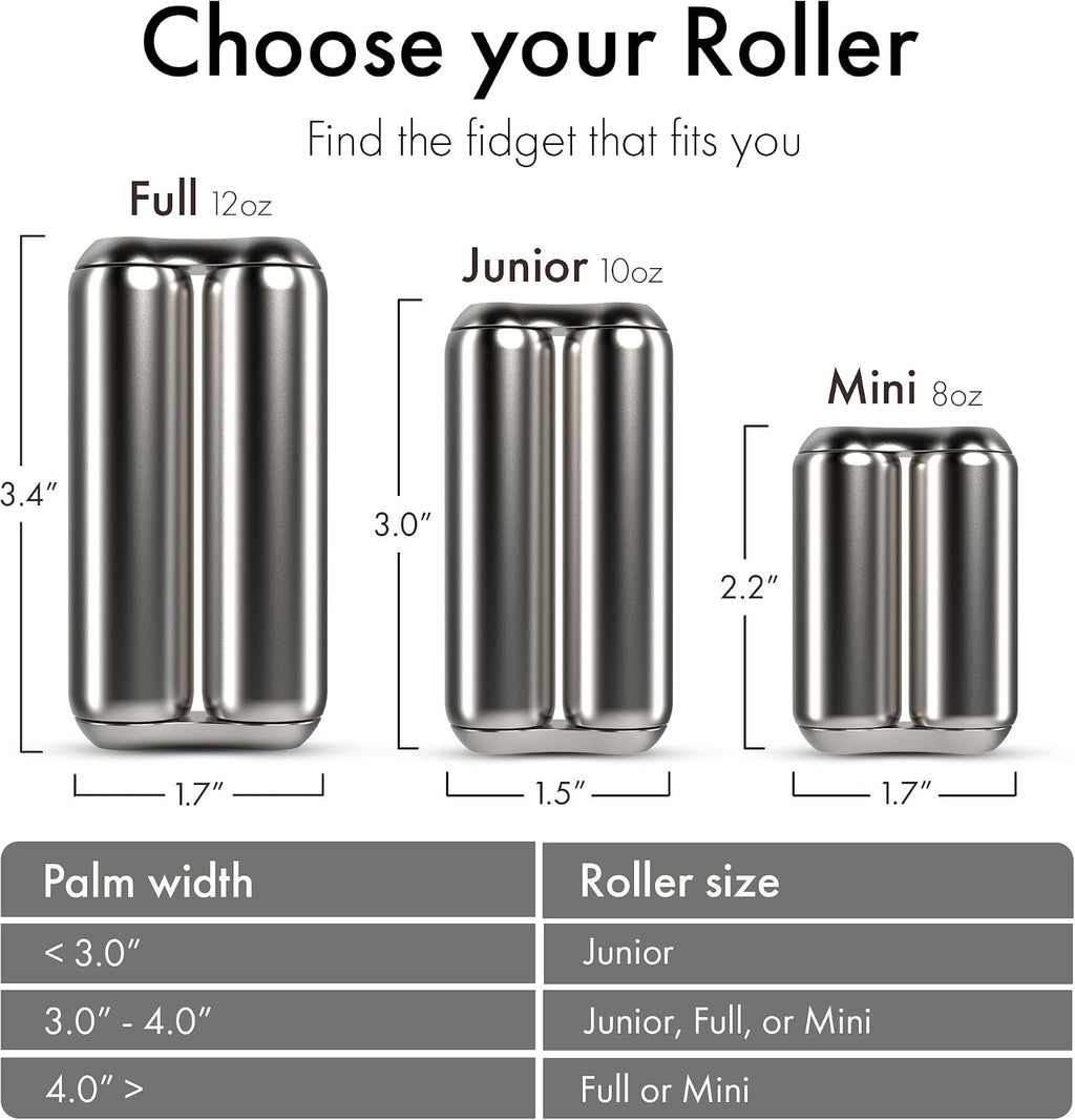 Roller - Handheld Fidget Toy for Adults | Help Relieve Stress, Anxiety, Tension | Promotes Focus, Clarity | Compact, Portable Design (Natural, Junior Size - Stainless Steel)
