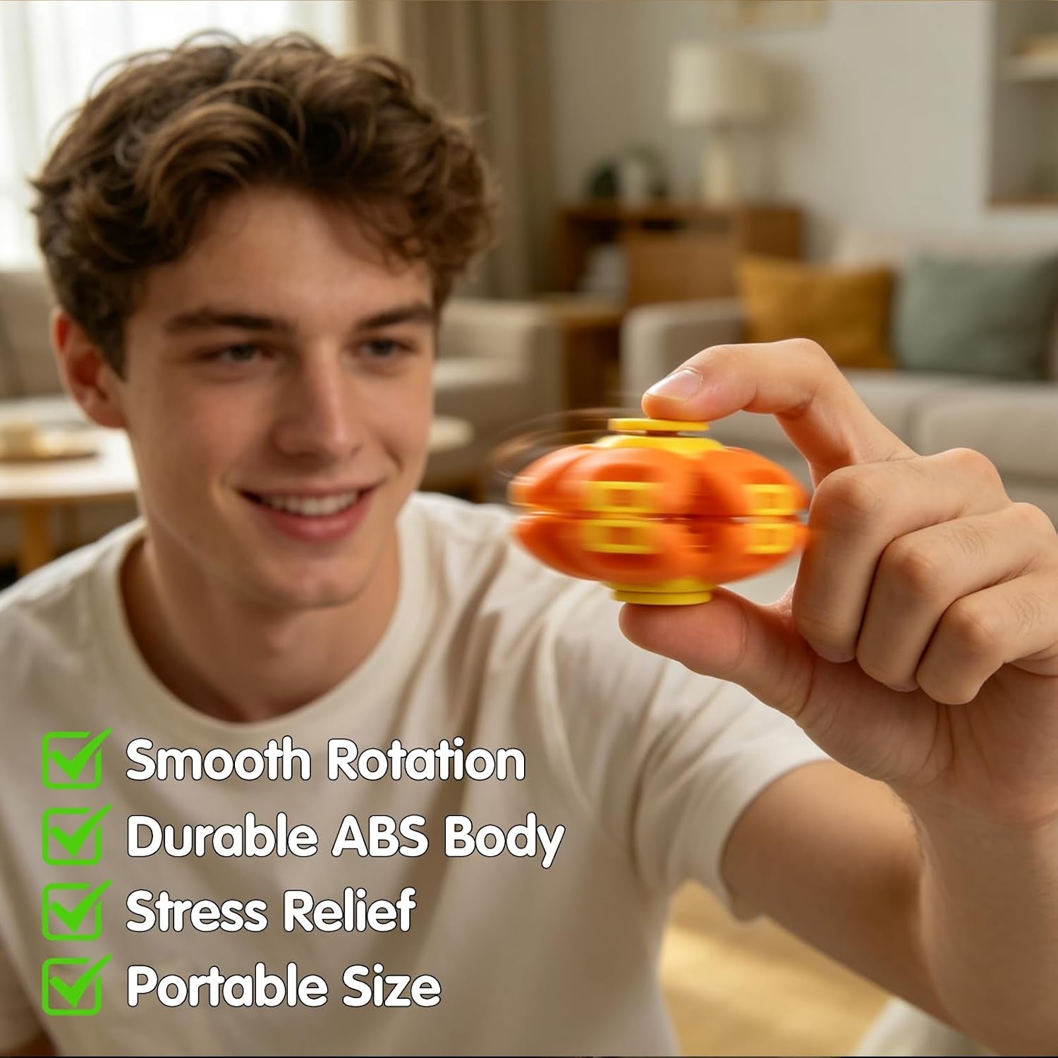 1PCS Press to Spin Squishy Ball Fidget Toy Stress Relief Desk Toy | Press to Spin Action Smooth Rotation Portable Pocket Size One-Hand Operation Office & Travel Friendly