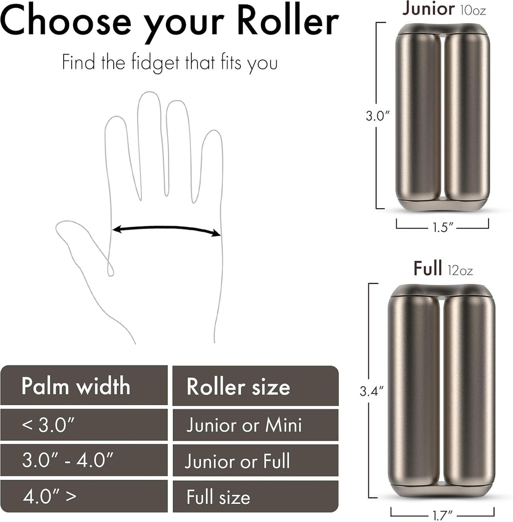 Roller - Handheld Fidget Toy for Adults | Help Relieve Stress, Anxiety, Tension | Promotes Focus, Clarity | Compact, Portable Design (Titanium, Junior Size - Titanium)