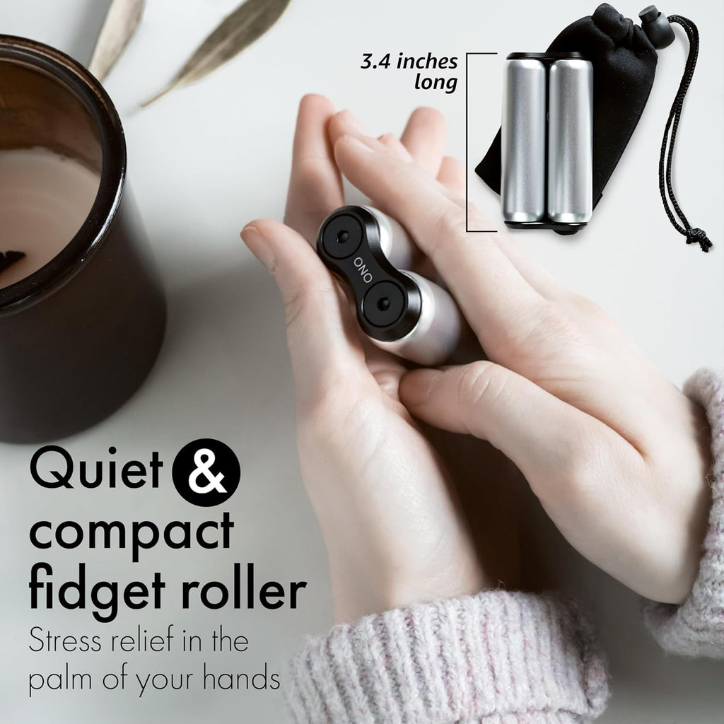 Roller - Handheld Fidget Toy for Adults | Help Relieve Stress, Anxiety, Tension | Promotes Focus, Clarity | Compact, Portable Design (Grey, Full Size - Aluminum)