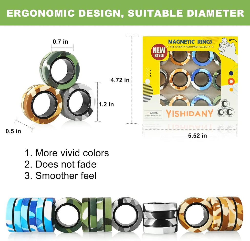 Magnetic Rings Fidget Set - Premium (12-Pack)