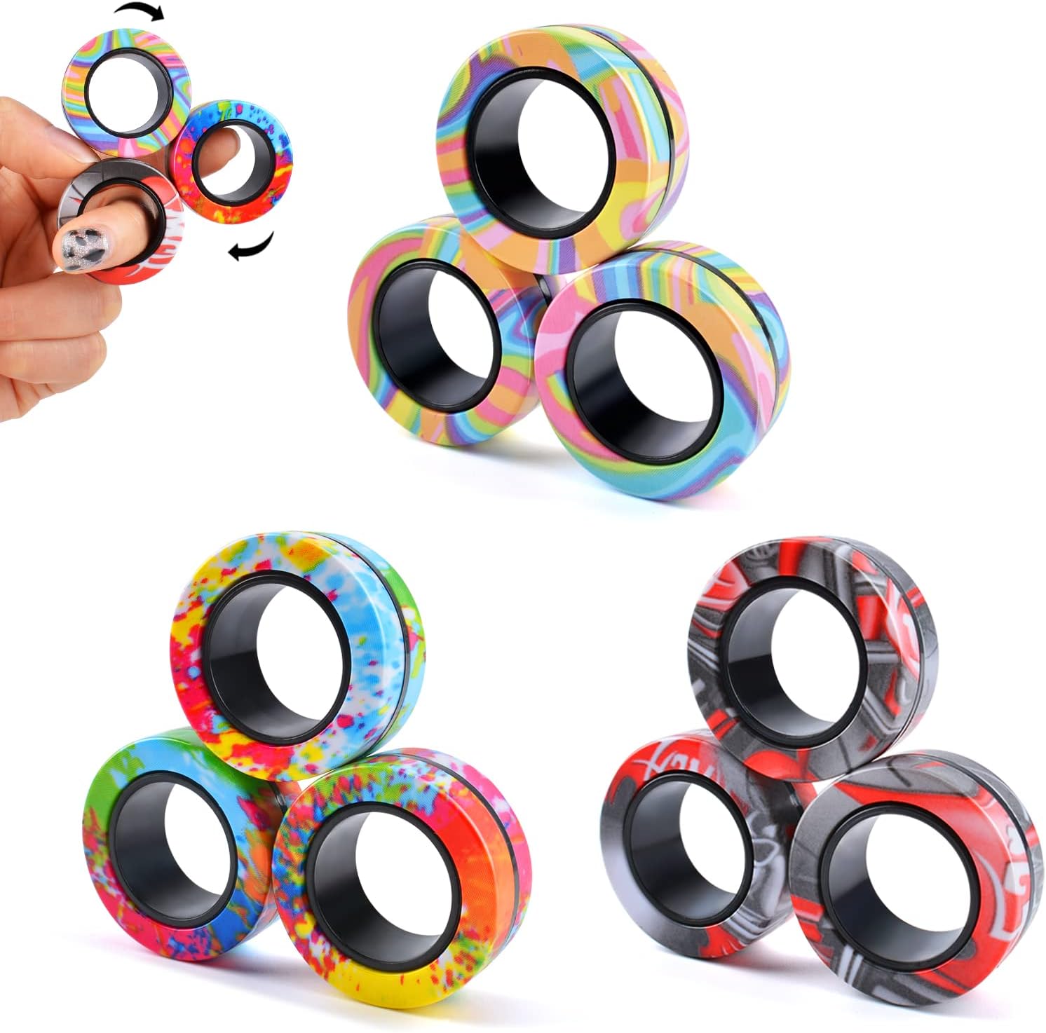 Magnetic Rings Fidget Set (9-Pack)