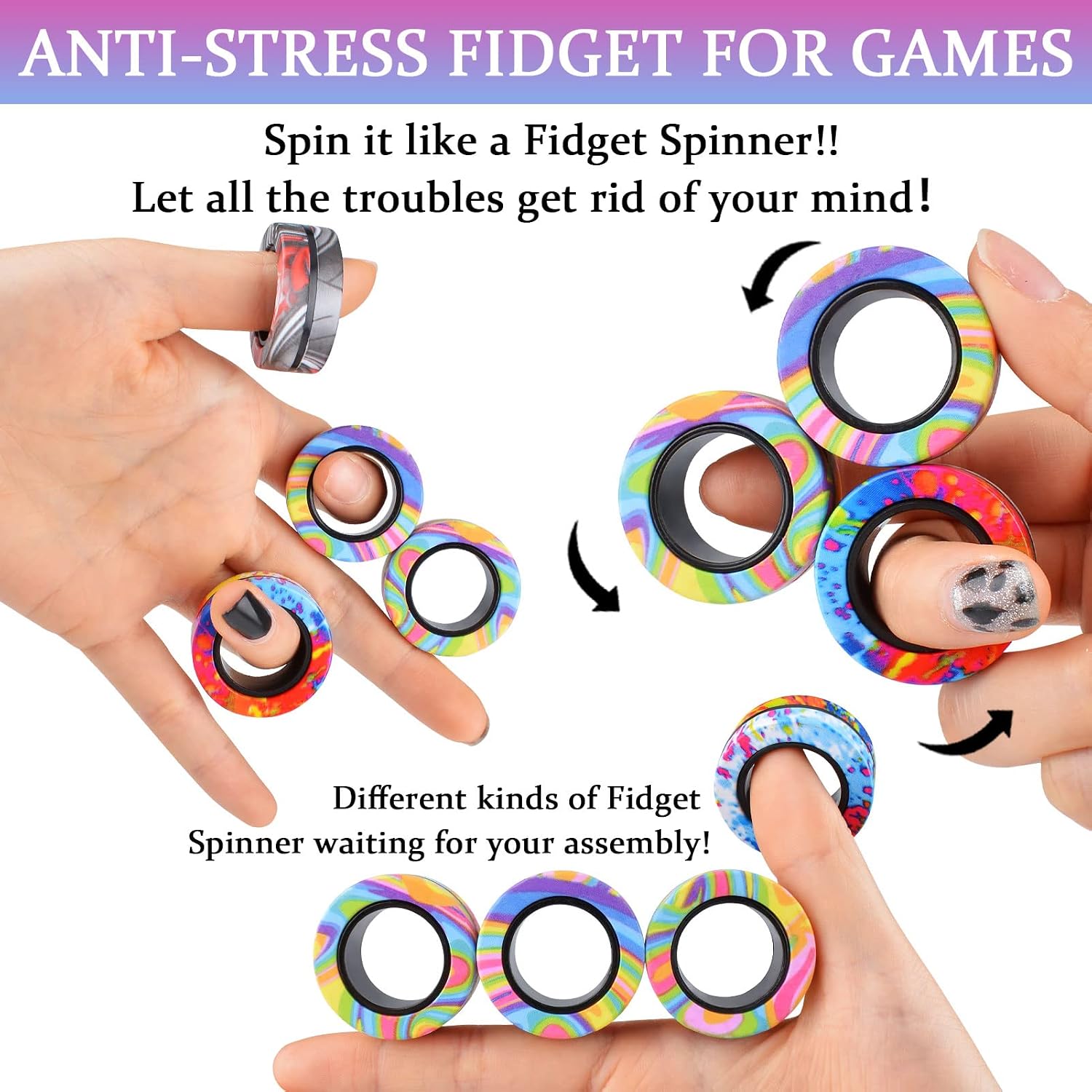 Magnetic Rings Fidget Set (9-Pack)