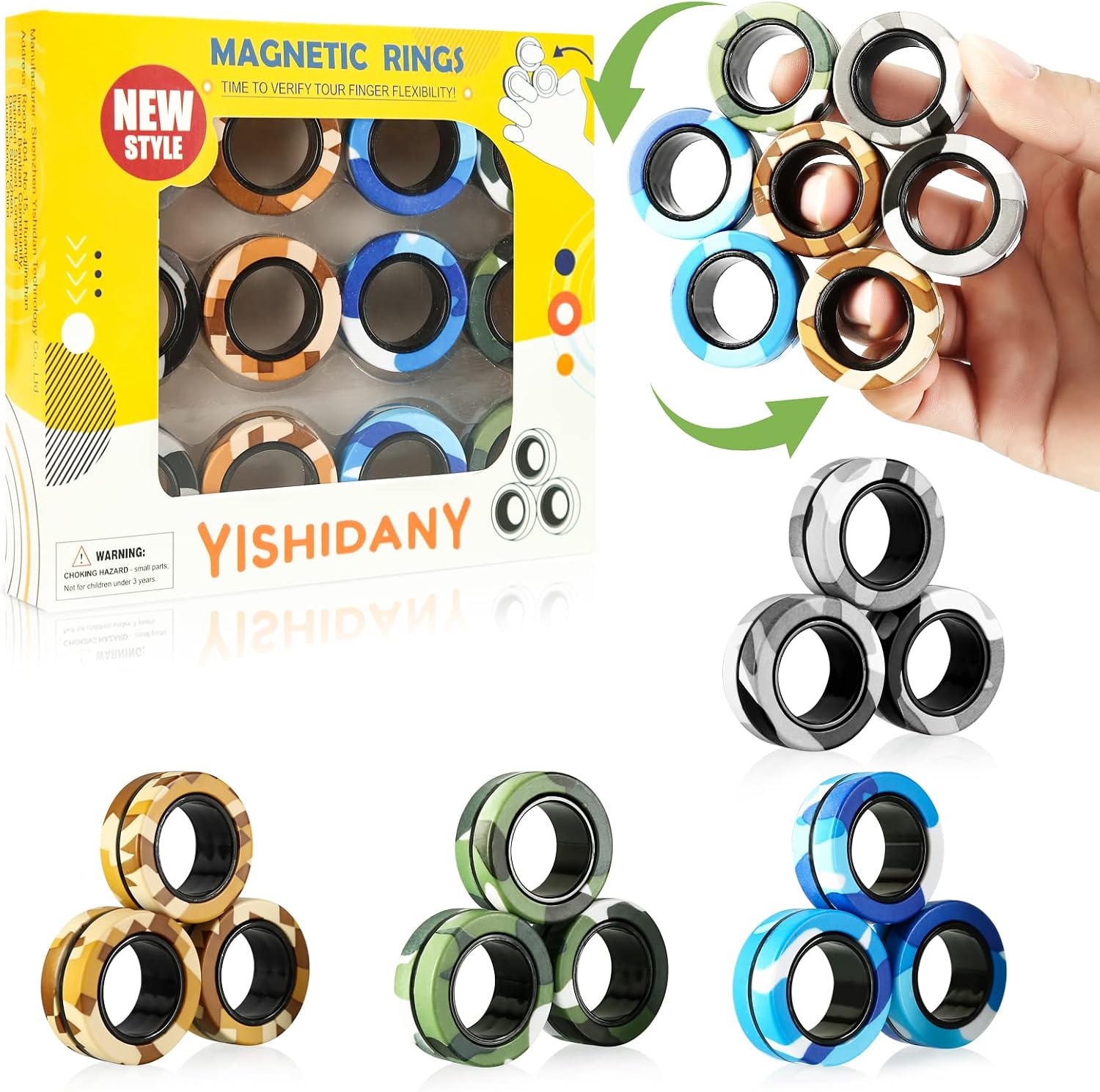 Magnetic Rings Fidget Set - Premium (12-Pack)