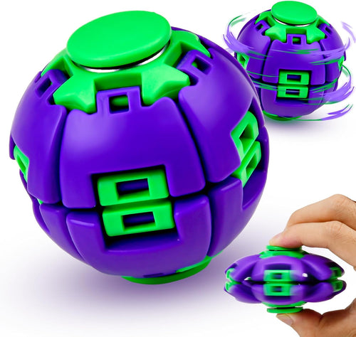 1PCS Press to Spin Squishy Ball Fidget Toy Stress Relief Desk Toy | Press to Spin Action Smooth Rotation Portable Pocket Size One-Hand Operation Office & Travel Friendly