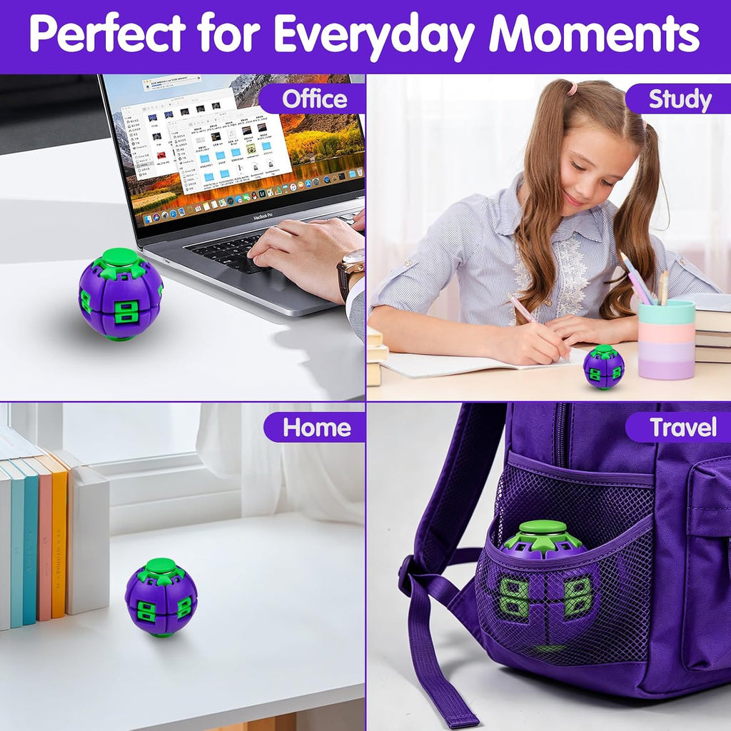 1PCS Press to Spin Squishy Ball Fidget Toy Stress Relief Desk Toy | Press to Spin Action Smooth Rotation Portable Pocket Size One-Hand Operation Office & Travel Friendly