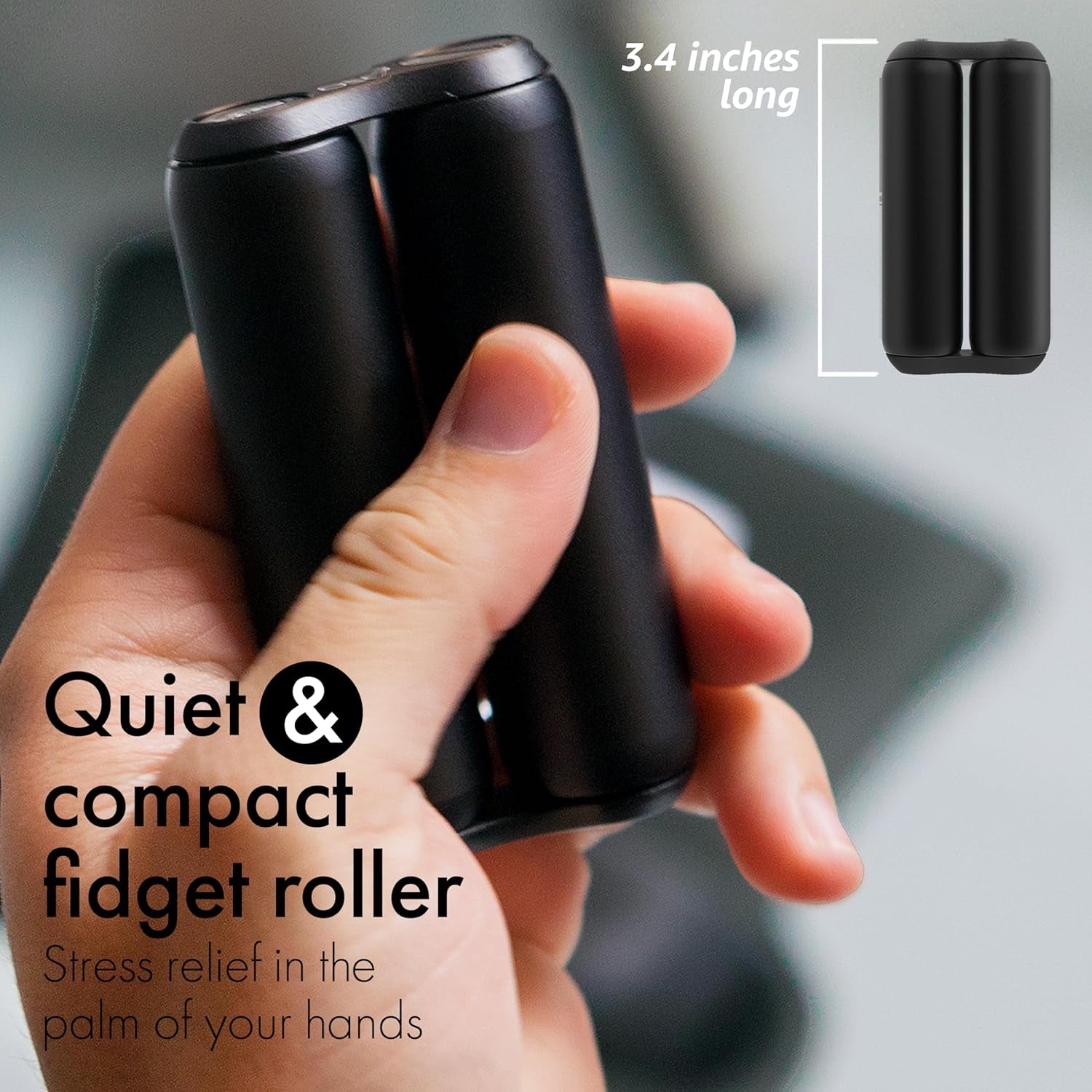 Roller - Handheld Fidget Toy for Adults | Help Relieve Stress, Anxiety, Tension | Promotes Focus, Clarity | Compact, Portable Design (Black, Full Size - Aluminum)