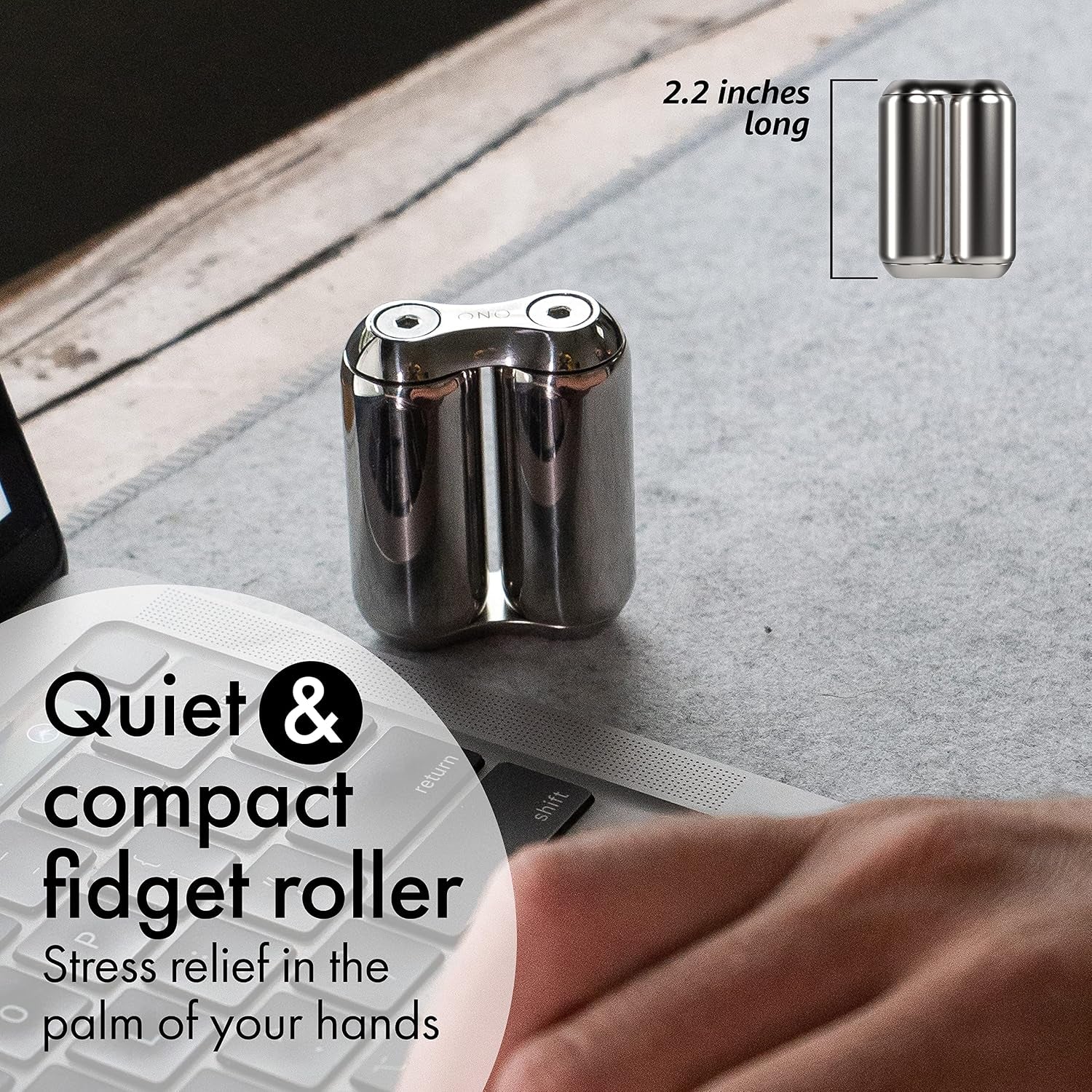 Roller - Handheld Fidget Toy for Adults | Help Relieve Stress, Anxiety, Tension | Promotes Focus, Clarity | Compact, Portable Design (Natural, Mini Size - Stainless Steel)