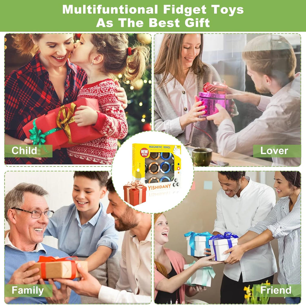 Magnetic Rings Fidget Set - Premium (12-Pack)
