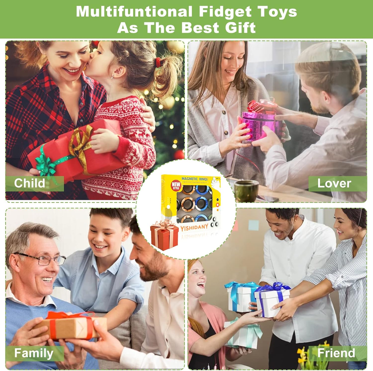 Magnetic Rings Fidget Set - Premium (12-Pack)