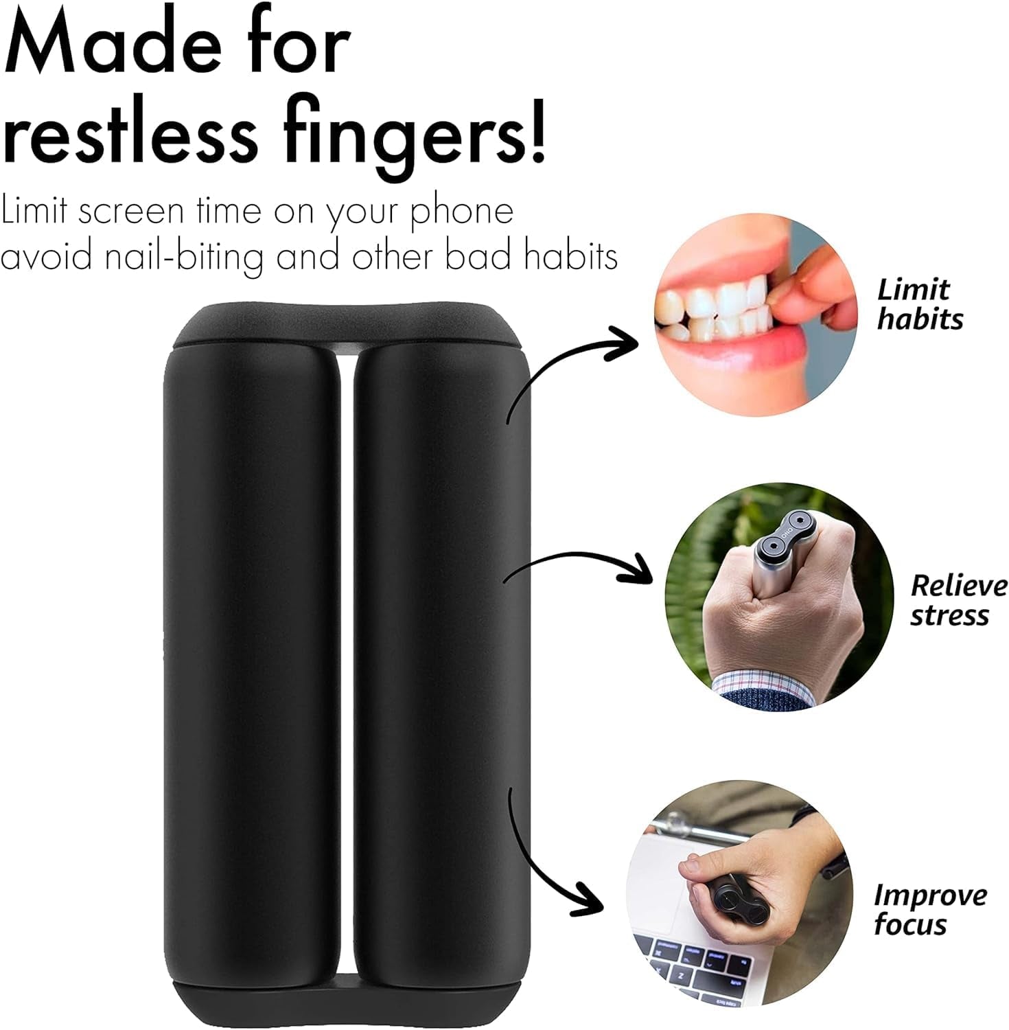 Roller - Handheld Fidget Toy for Adults | Help Relieve Stress, Anxiety, Tension | Promotes Focus, Clarity | Compact, Portable Design (Black, Full Size - ABS Plastic)