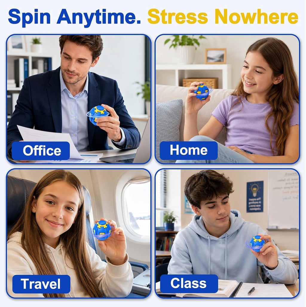 Press to Spin Fidget Spinner Helix Core Rotating Stress Ball, Sensory Fidget Toys for Adults Teens Boy Girl Gifts Anxiety Stress Relief Fidgets Office Desk Toy for Autism ADHD Helixcore Fidget Ball