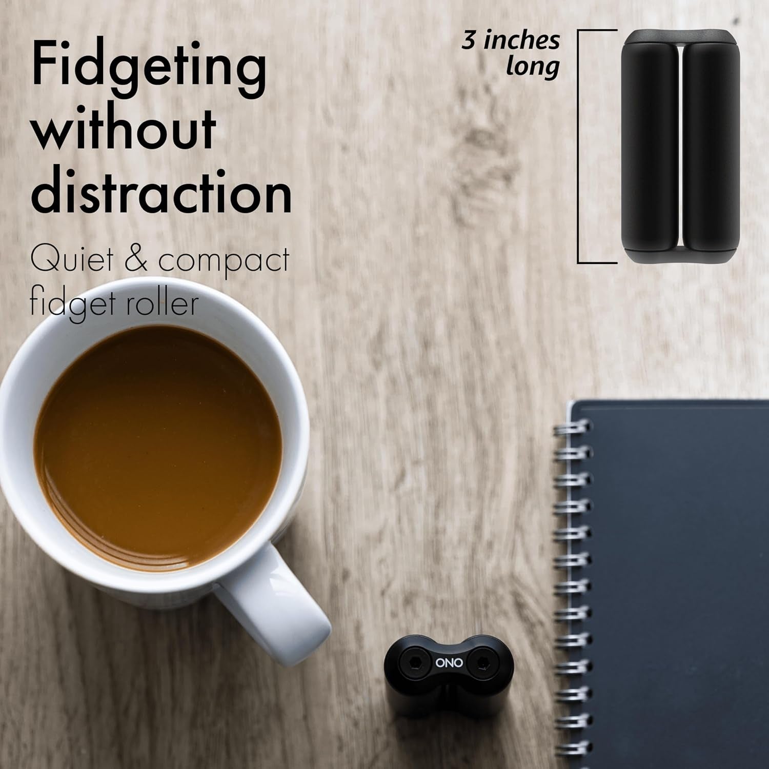 Roller - Handheld Fidget Toy for Adults | Help Relieve Stress, Anxiety, Tension | Promotes Focus, Clarity | Compact, Portable Design (Black, Junior Size - Aluminum)