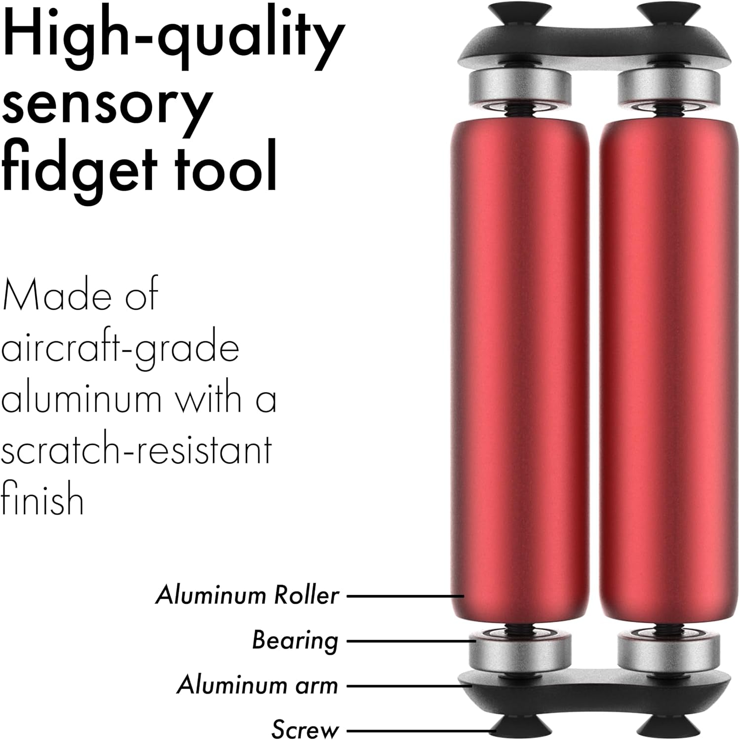 Roller - Handheld Fidget Toy for Adults | Help Relieve Stress, Anxiety, Tension | Promotes Focus, Clarity | Compact, Portable Design (Red, Junior Size - Aluminum)