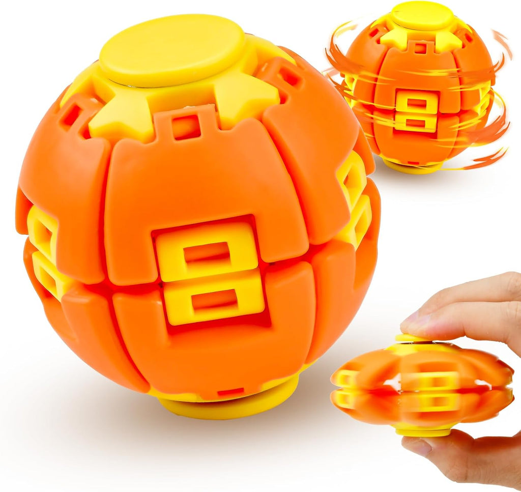 1PCS Press to Spin Squishy Ball Fidget Toy Stress Relief Desk Toy | Press to Spin Action Smooth Rotation Portable Pocket Size One-Hand Operation Office & Travel Friendly