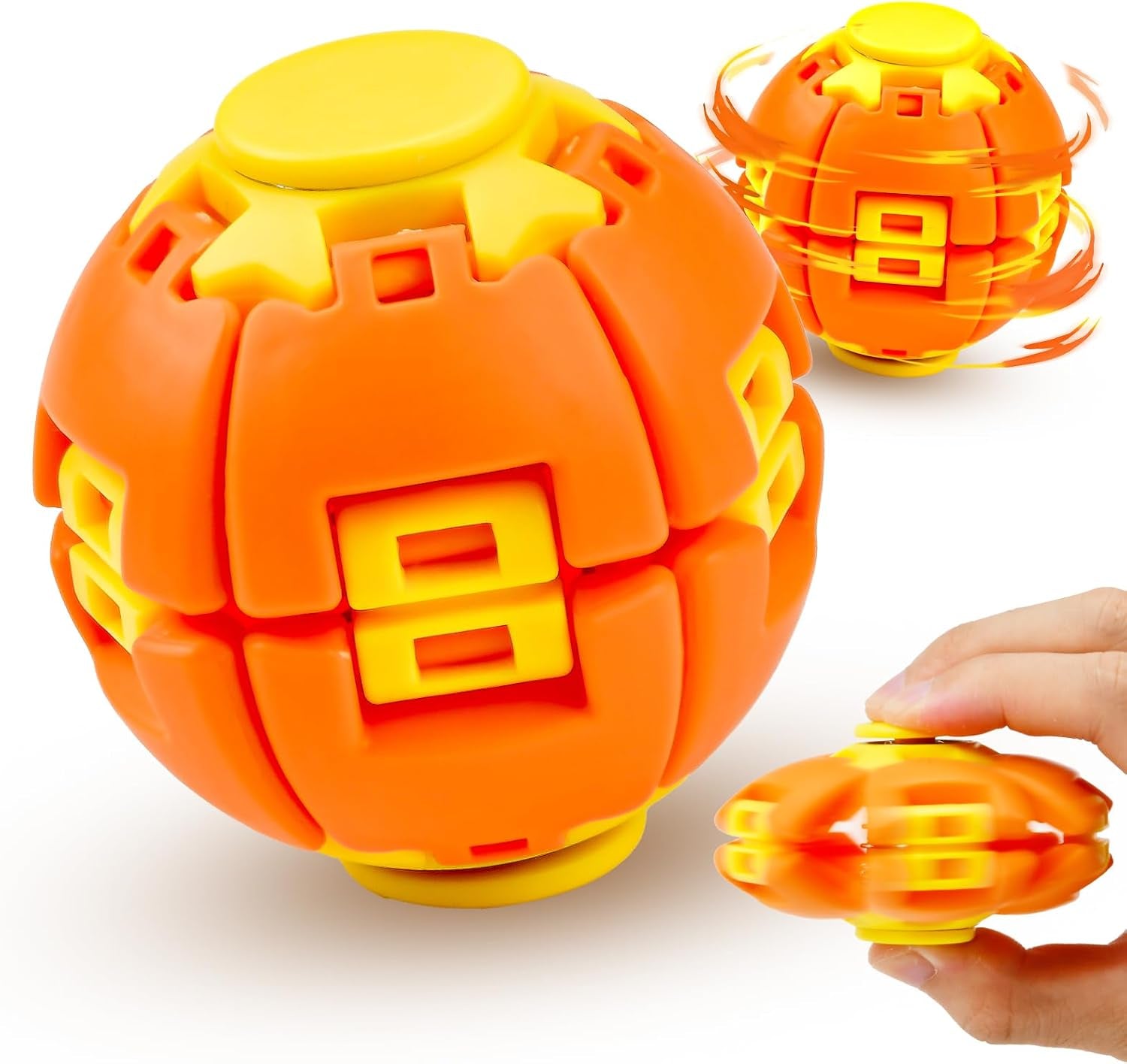 1PCS Press to Spin Squishy Ball Fidget Toy Stress Relief Desk Toy | Press to Spin Action Smooth Rotation Portable Pocket Size One-Hand Operation Office & Travel Friendly
