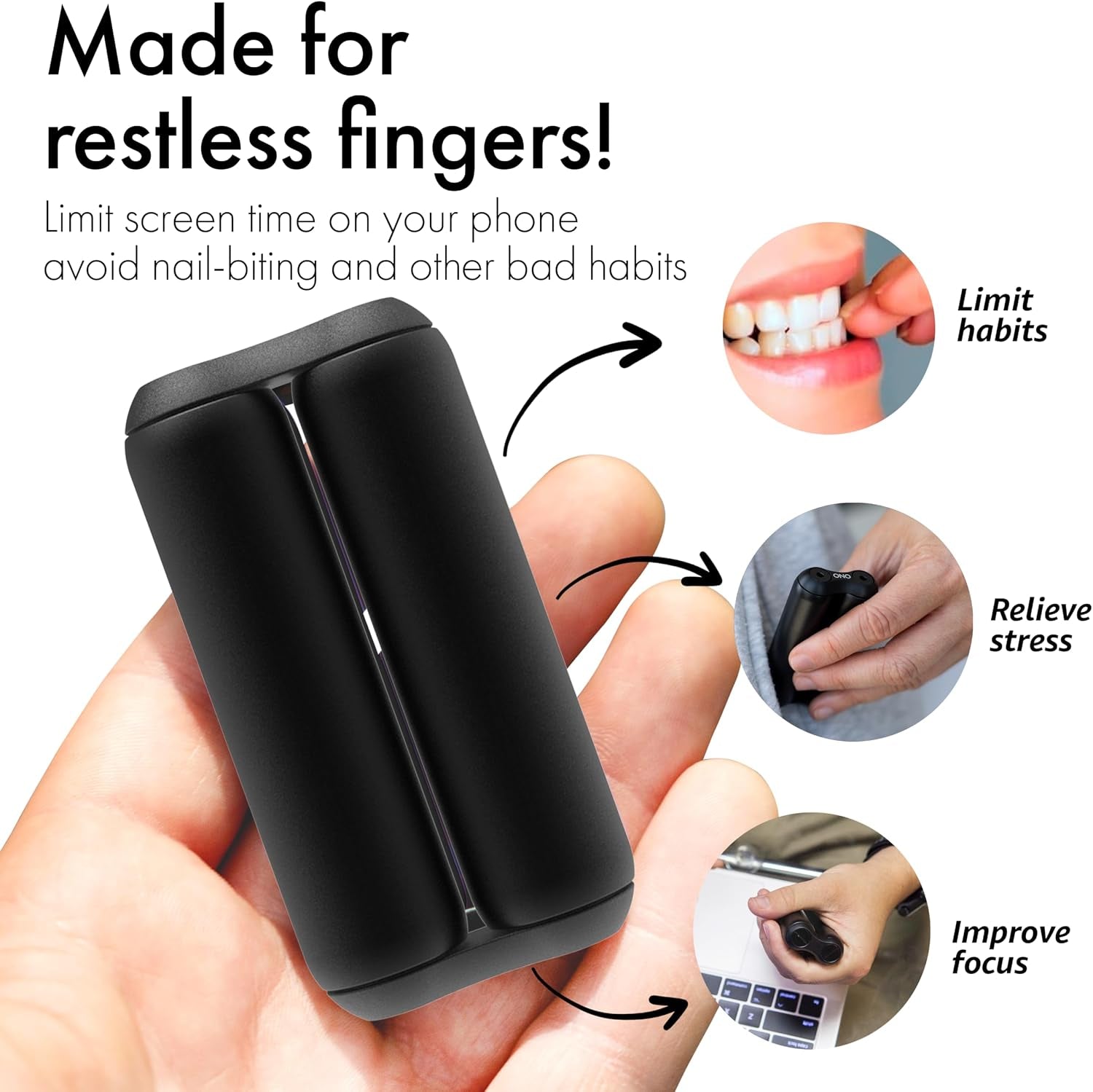 Roller - Handheld Fidget Toy for Adults | Help Relieve Stress, Anxiety, Tension | Promotes Focus, Clarity | Compact, Portable Design (Black, Junior Size - Aluminum)