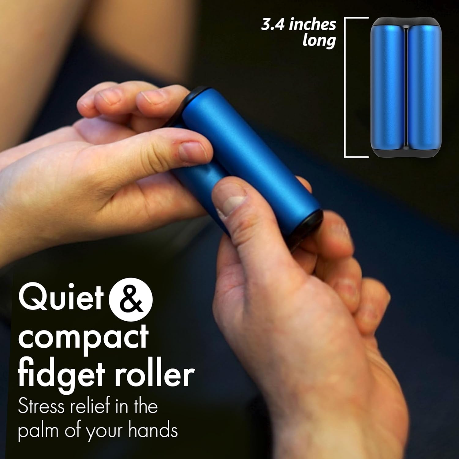 Roller - Handheld Fidget Toy for Adults | Help Relieve Stress, Anxiety, Tension | Promotes Focus, Clarity | Compact, Portable Design (Sapphire, Full Size - Aluminum)