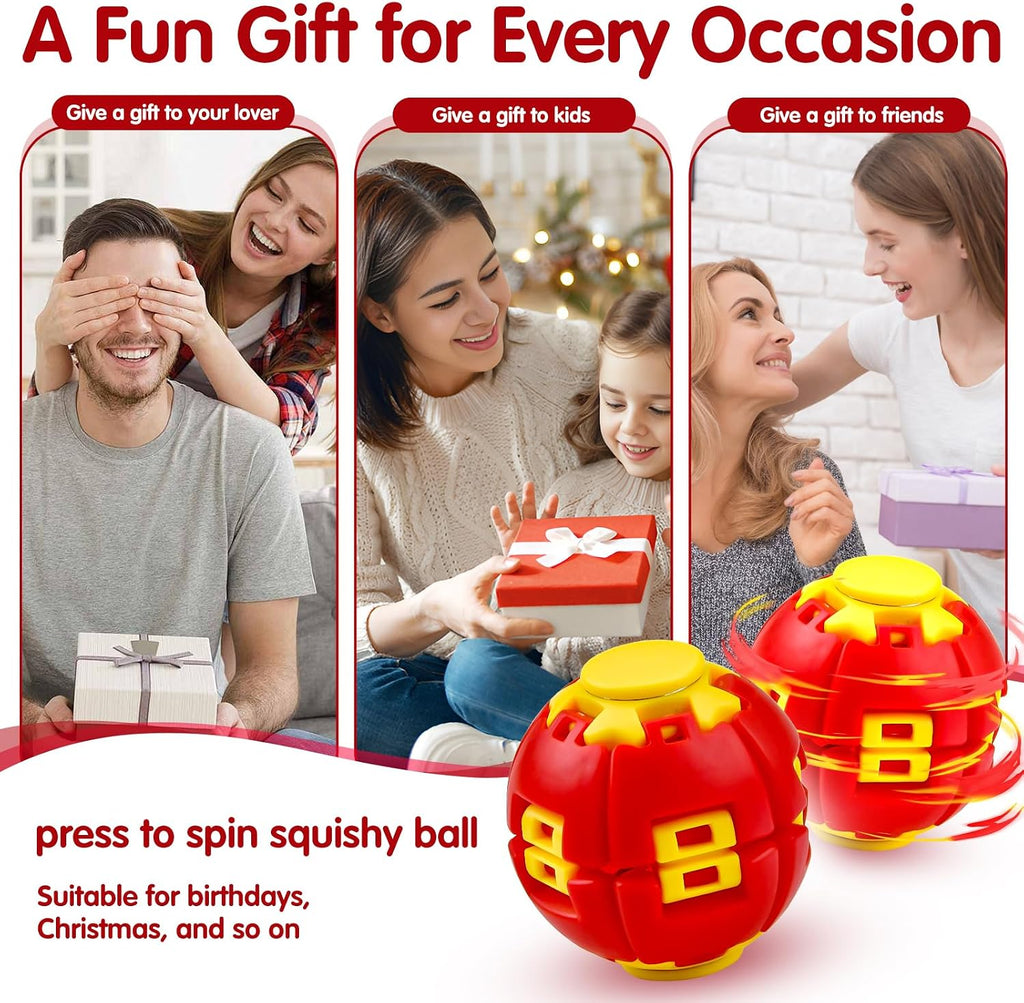 1PCS Press to Spin Squishy Ball Fidget Toy Stress Relief Desk Toy | Press to Spin Action Smooth Rotation Portable Pocket Size One-Hand Operation Office & Travel Friendly