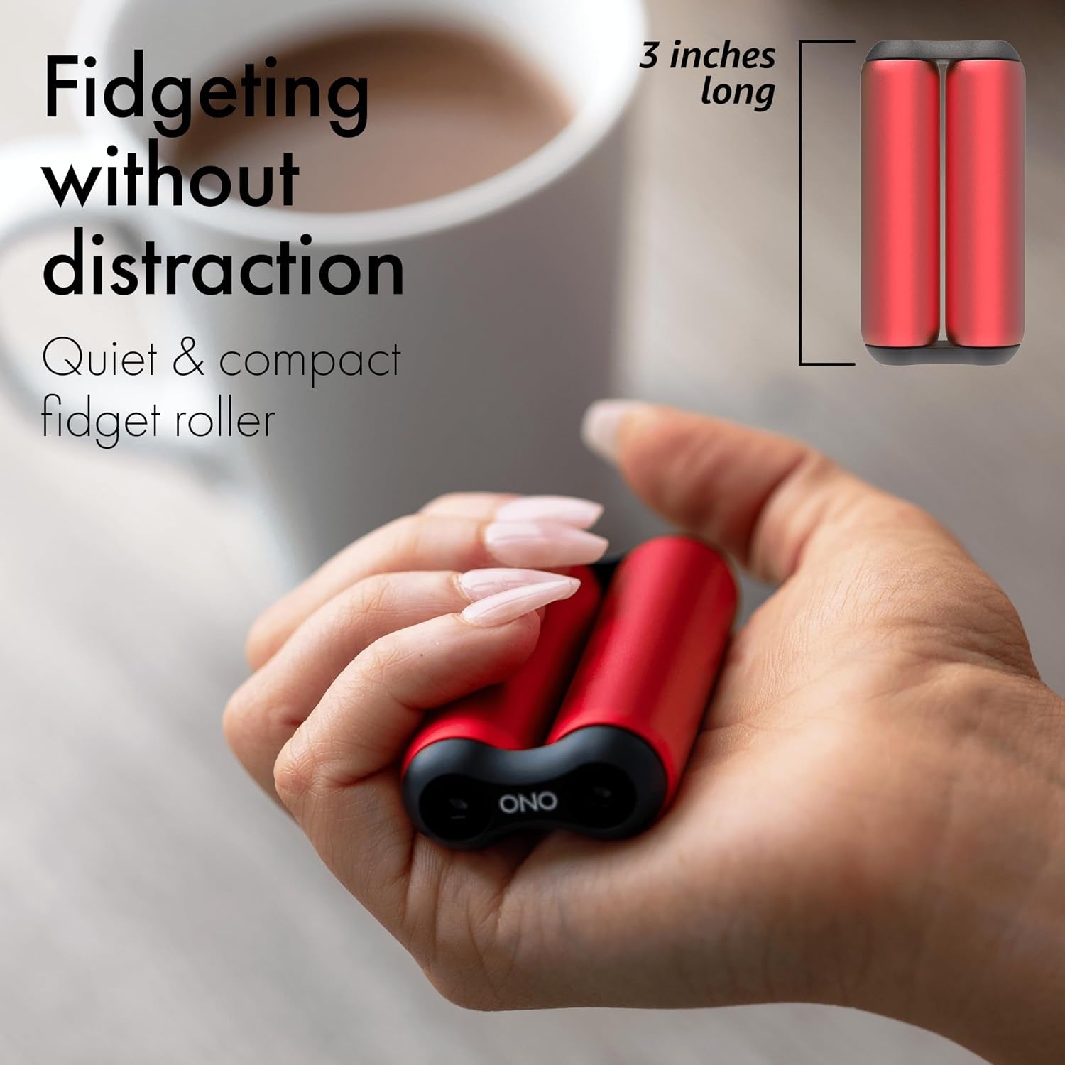 Roller - Handheld Fidget Toy for Adults | Help Relieve Stress, Anxiety, Tension | Promotes Focus, Clarity | Compact, Portable Design (Red, Junior Size - Aluminum)