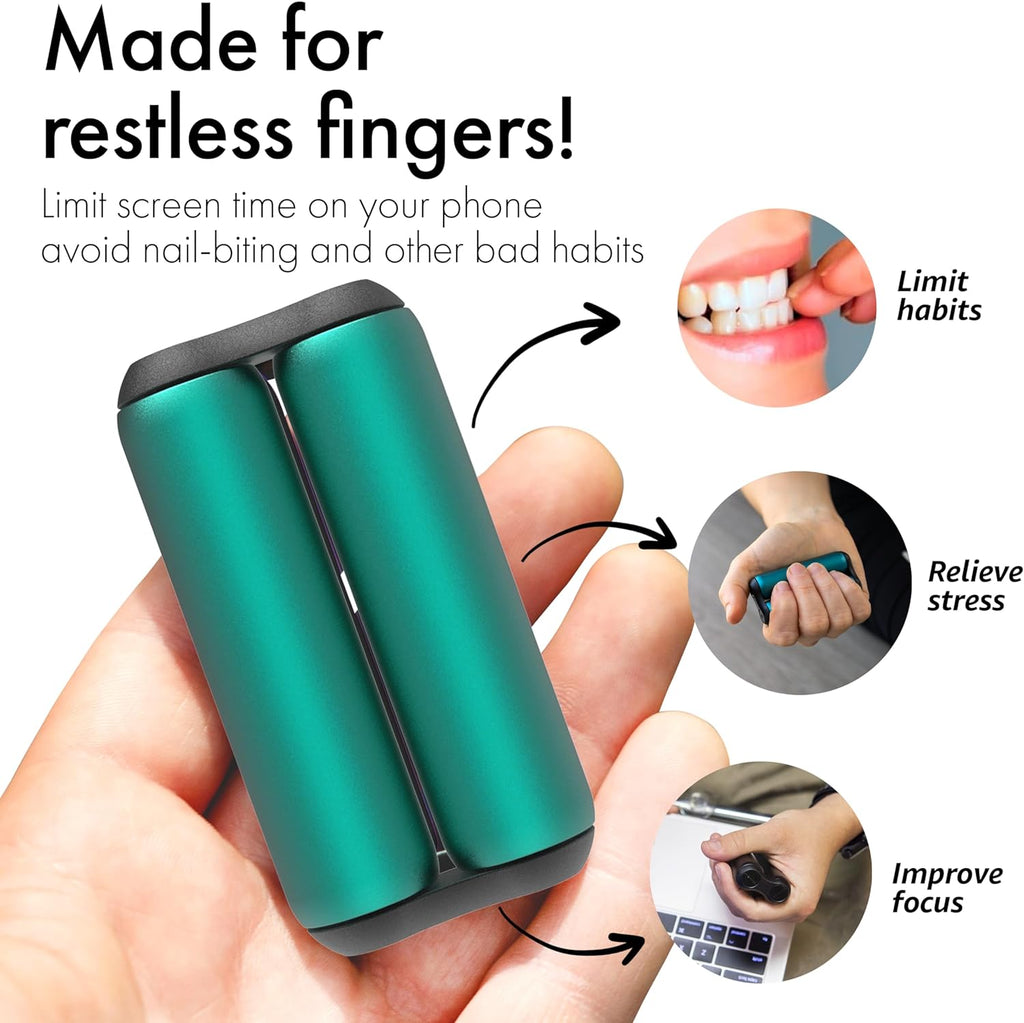Roller - Handheld Fidget Toy for Adults | Help Relieve Stress, Anxiety, Tension | Promotes Focus, Clarity | Compact, Portable Design (Teal, Junior Size - Aluminum)