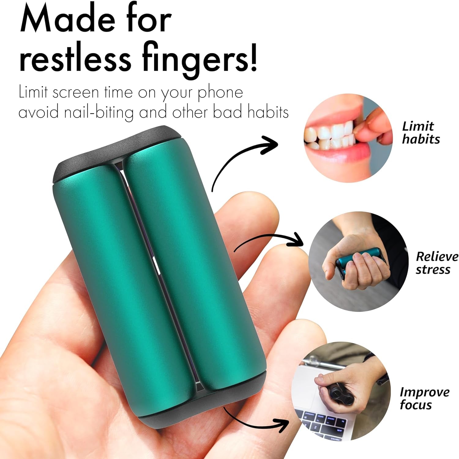 Roller - Handheld Fidget Toy for Adults | Help Relieve Stress, Anxiety, Tension | Promotes Focus, Clarity | Compact, Portable Design (Teal, Junior Size - Aluminum)