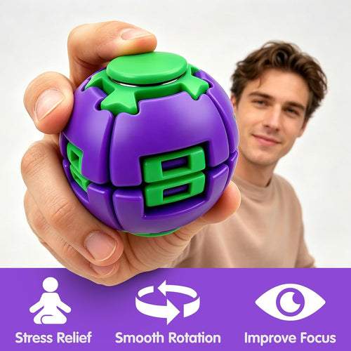 1PCS Press to Spin Squishy Ball Fidget Toy Stress Relief Desk Toy | Press to Spin Action Smooth Rotation Portable Pocket Size One-Hand Operation Office & Travel Friendly