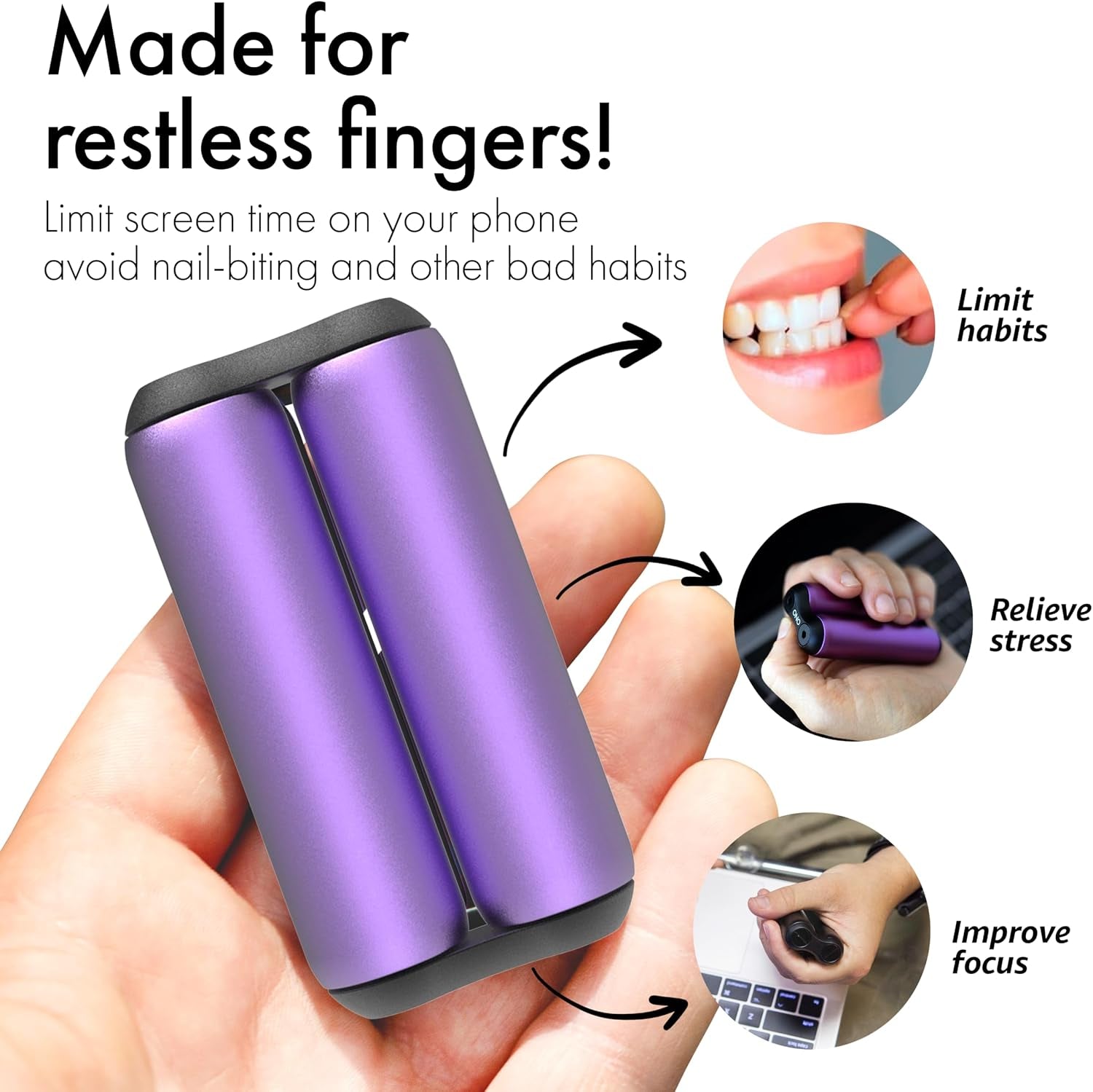 Roller - Handheld Fidget Toy for Adults | Help Relieve Stress, Anxiety, Tension | Promotes Focus, Clarity | Compact, Portable Design (Purple, Junior Size - Aluminum)
