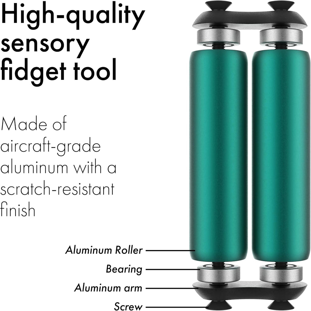 Roller - Handheld Fidget Toy for Adults | Help Relieve Stress, Anxiety, Tension | Promotes Focus, Clarity | Compact, Portable Design (Teal, Junior Size - Aluminum)