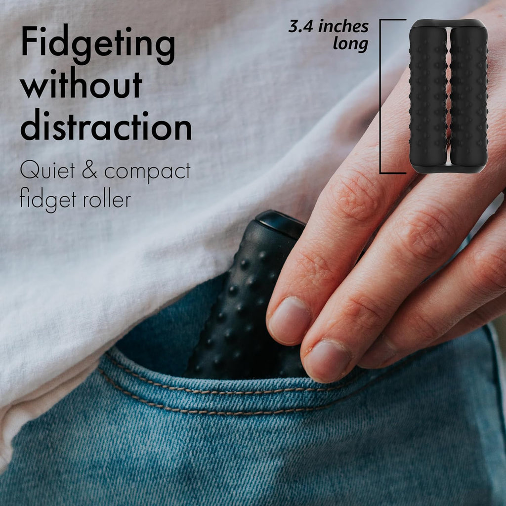 Roller - Handheld Fidget Toy for Adults | Help Relieve Stress, Anxiety, Tension | Promotes Focus, Clarity | Compact, Portable Design (Black, Full Size - Silicone)