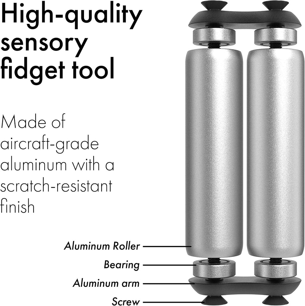 Roller - Handheld Fidget Toy for Adults | Help Relieve Stress, Anxiety, Tension | Promotes Focus, Clarity | Compact, Portable Design (Grey, Full Size - Aluminum)