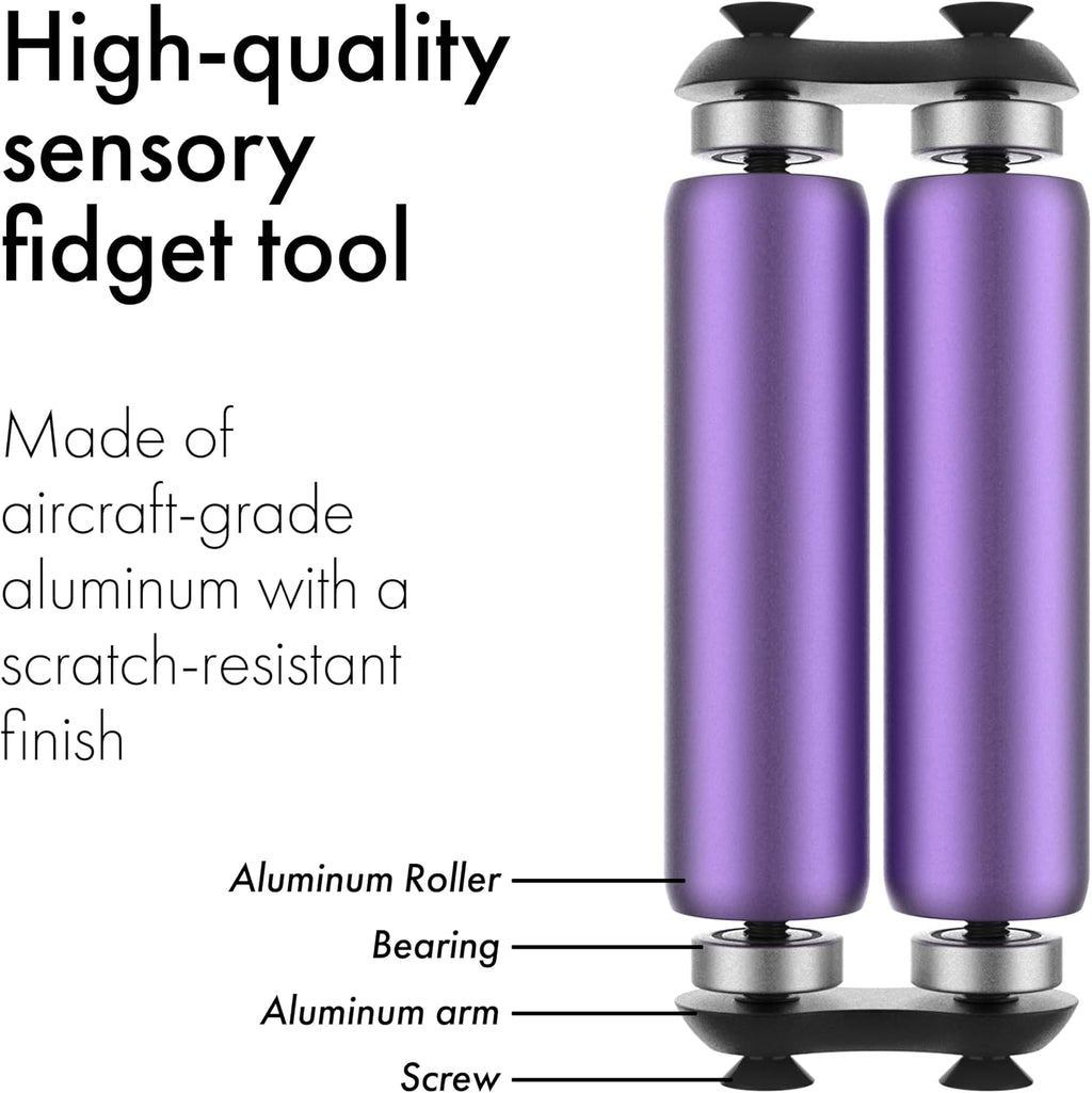 Roller - Handheld Fidget Toy for Adults | Help Relieve Stress, Anxiety, Tension | Promotes Focus, Clarity | Compact, Portable Design (Purple, Junior Size - Aluminum)