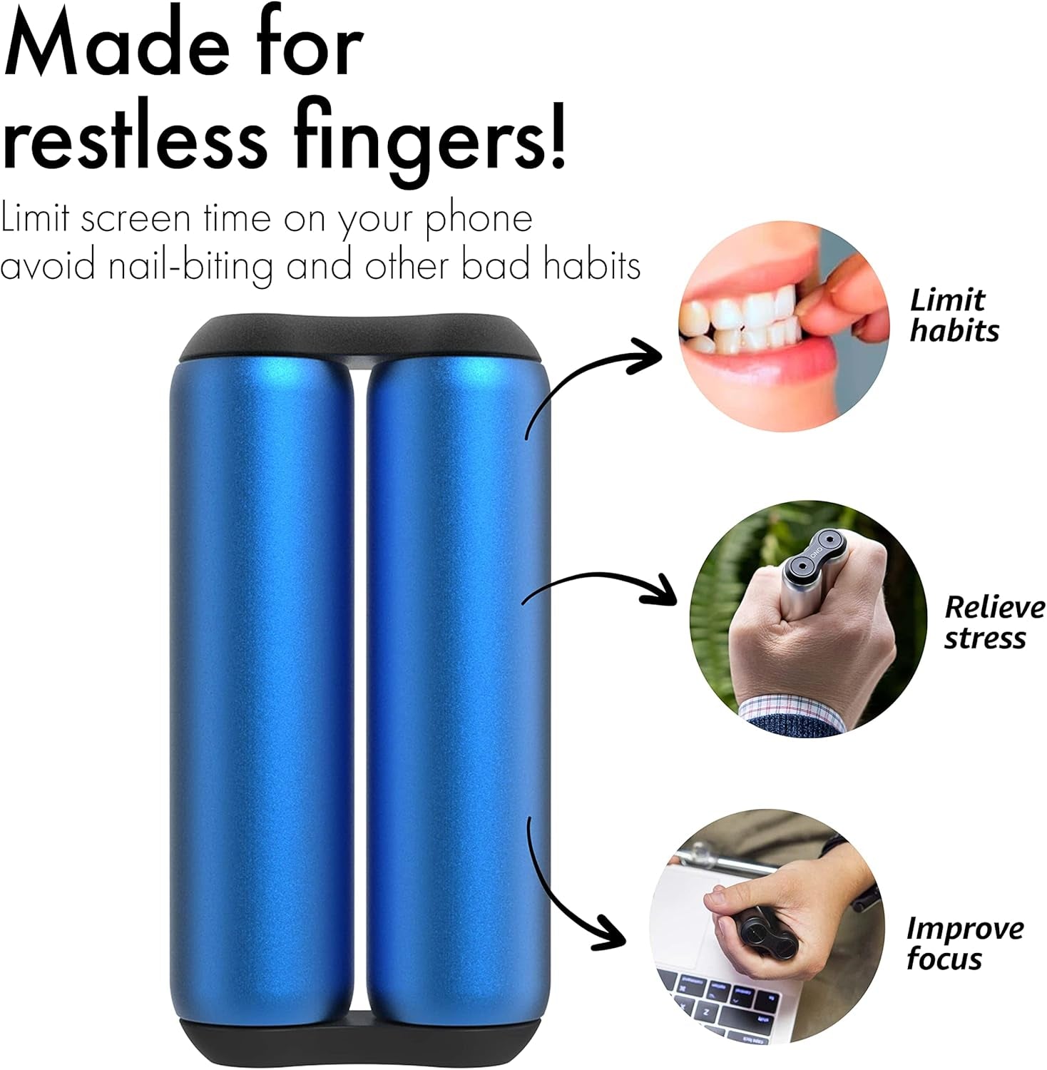Roller - Handheld Fidget Toy for Adults | Help Relieve Stress, Anxiety, Tension | Promotes Focus, Clarity | Compact, Portable Design (Sapphire, Full Size - Aluminum)