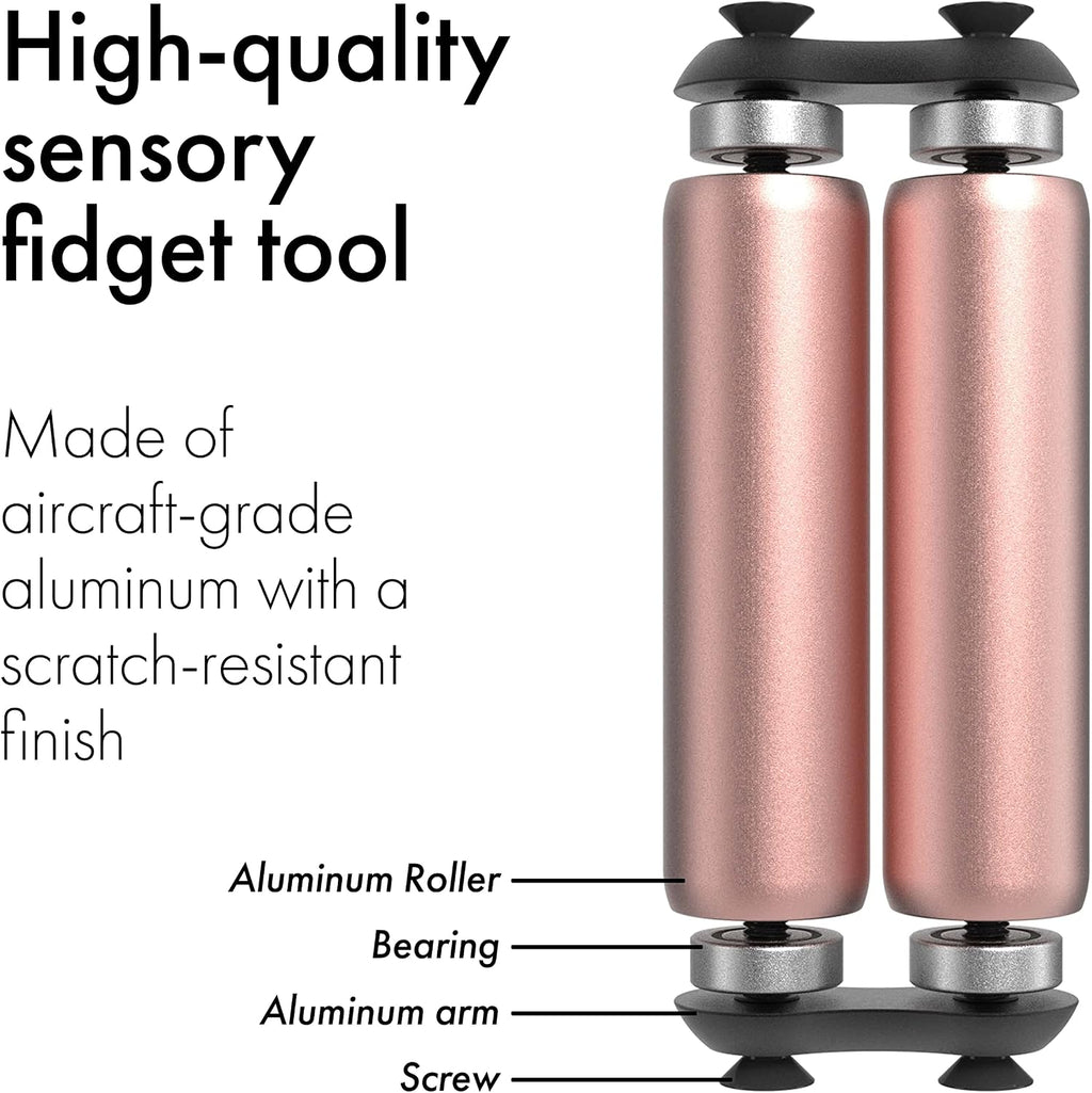 Roller - Handheld Fidget Toy for Adults | Help Relieve Stress, Anxiety, Tension | Promotes Focus, Clarity | Compact, Portable Design (Rose Gold, Full Size - Aluminum)