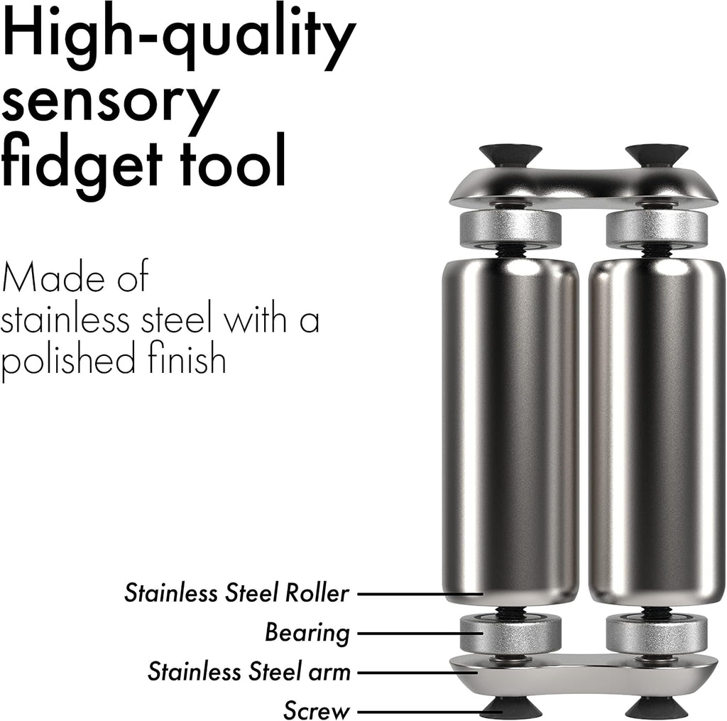 Roller - Handheld Fidget Toy for Adults | Help Relieve Stress, Anxiety, Tension | Promotes Focus, Clarity | Compact, Portable Design (Natural, Mini Size - Stainless Steel)