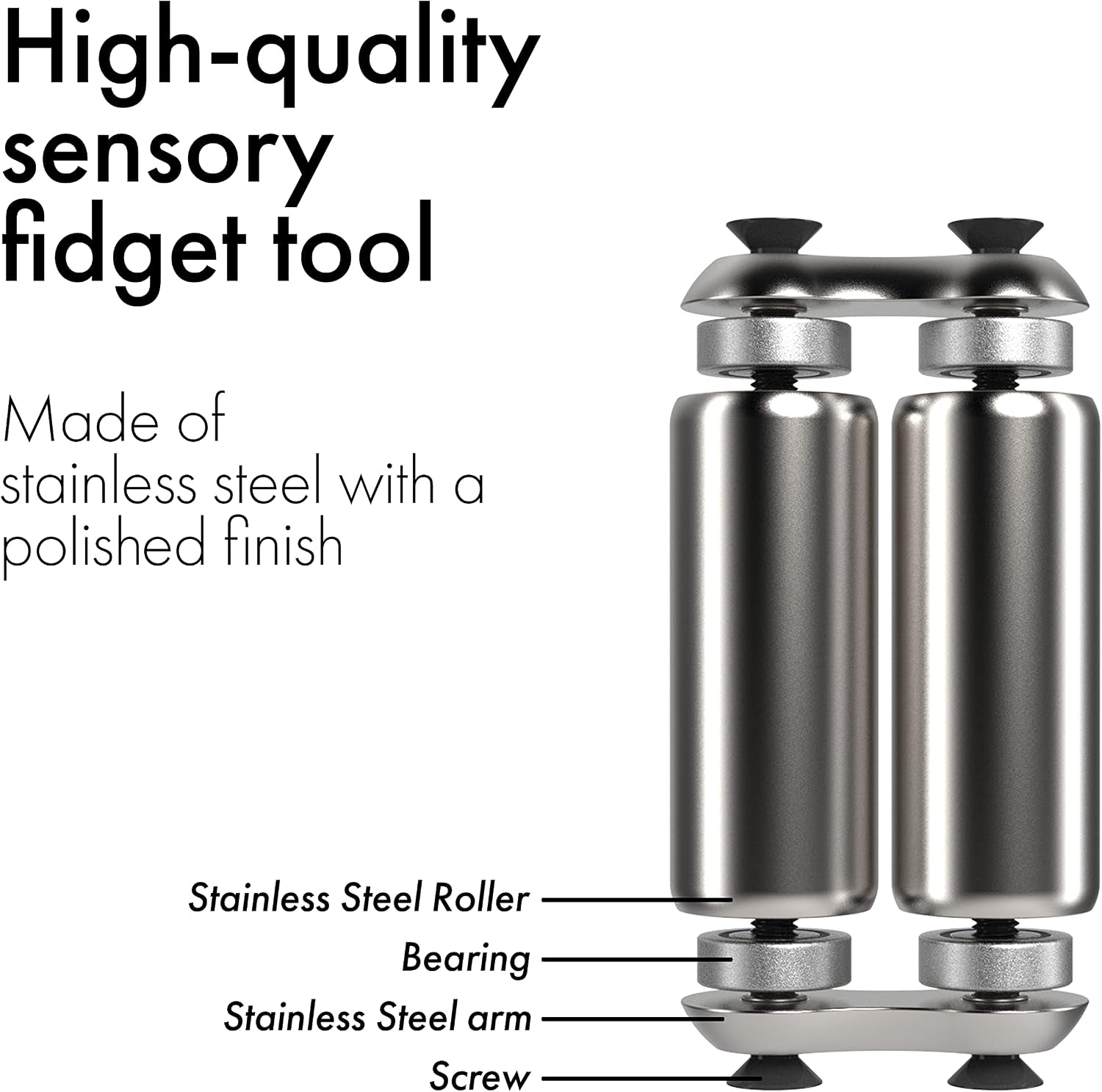 Roller - Handheld Fidget Toy for Adults | Help Relieve Stress, Anxiety, Tension | Promotes Focus, Clarity | Compact, Portable Design (Natural, Mini Size - Stainless Steel)