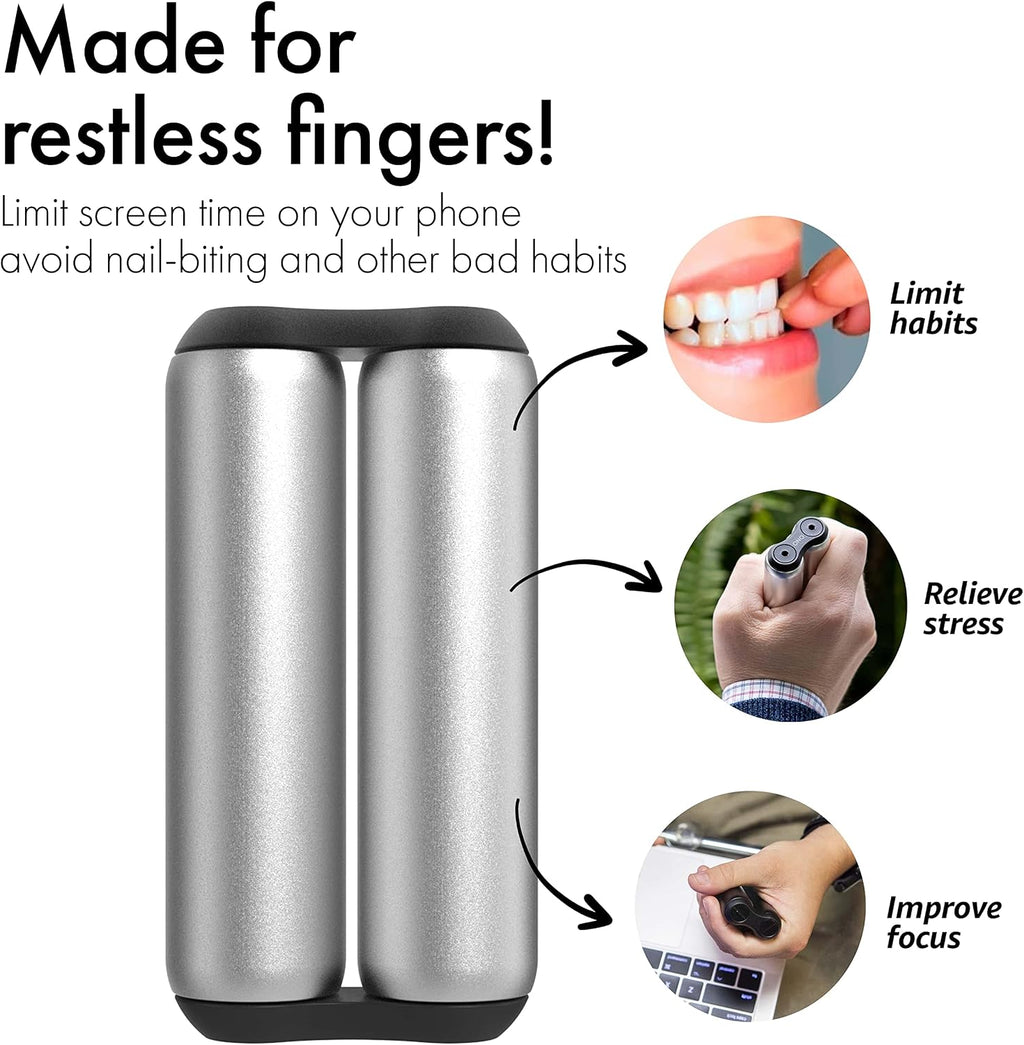 Roller - Handheld Fidget Toy for Adults | Help Relieve Stress, Anxiety, Tension | Promotes Focus, Clarity | Compact, Portable Design (Grey, Full Size - Aluminum)