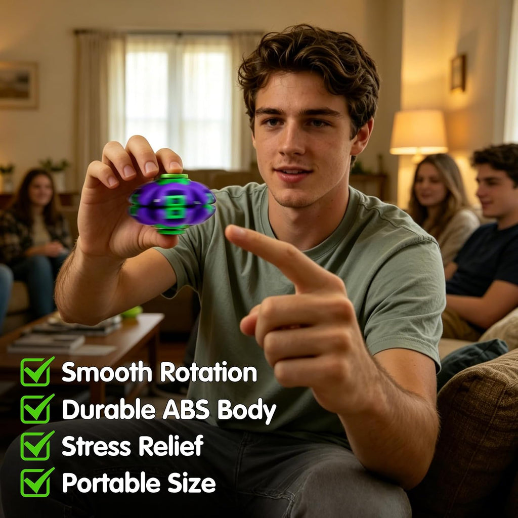 1PCS Press to Spin Squishy Ball Fidget Toy Stress Relief Desk Toy | Press to Spin Action Smooth Rotation Portable Pocket Size One-Hand Operation Office & Travel Friendly