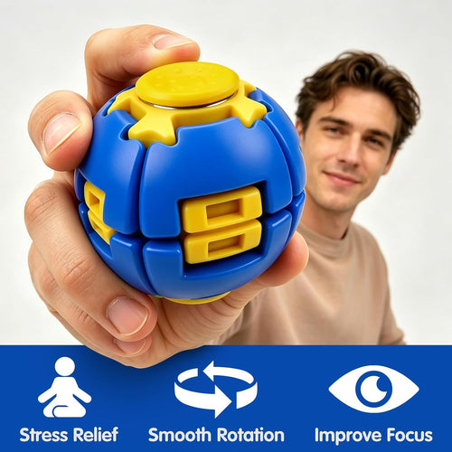 1PCS Press to Spin Squishy Ball Fidget Toy Stress Relief Desk Toy | Press to Spin Action Smooth Rotation Portable Pocket Size One-Hand Operation Office & Travel Friendly