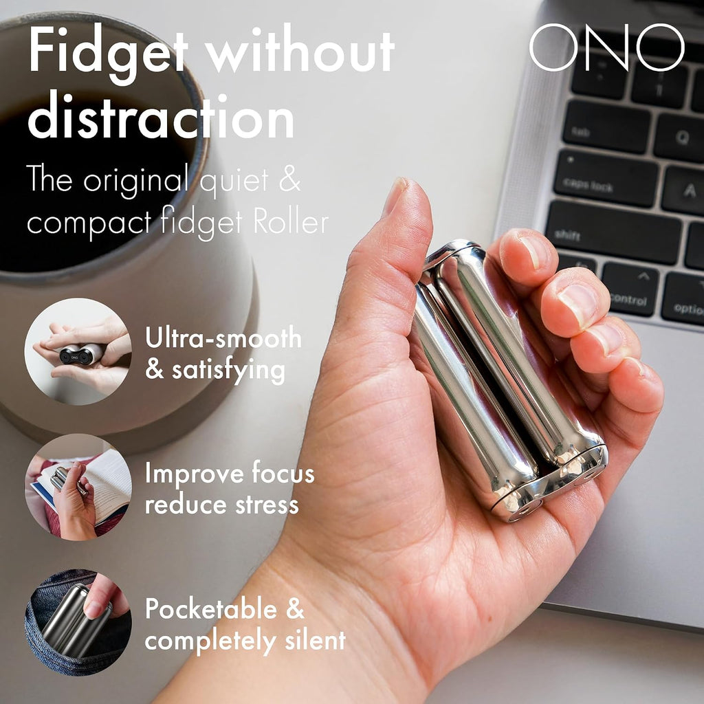 Roller - Handheld Fidget Toy for Adults | Help Relieve Stress, Anxiety, Tension | Promotes Focus, Clarity | Compact, Portable Design (Natural, Junior Size - Stainless Steel)